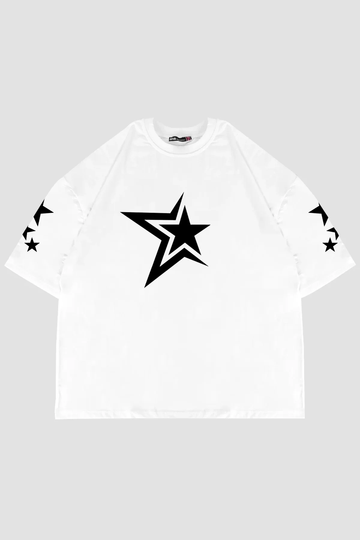 816 Stars Baskılı Oversize Unisex Beyaz Tshirt