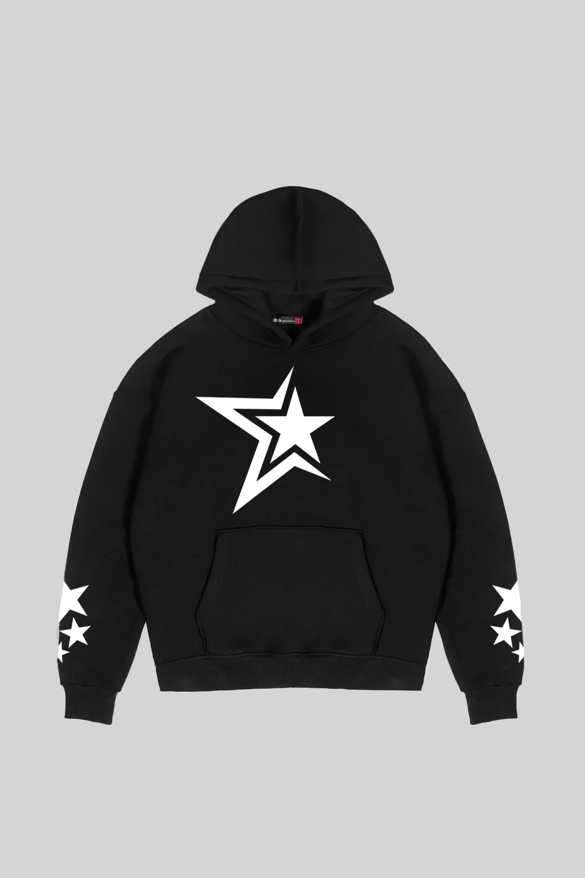 816 Stars Baskılı Oversize Unisex Siyah Hoodie