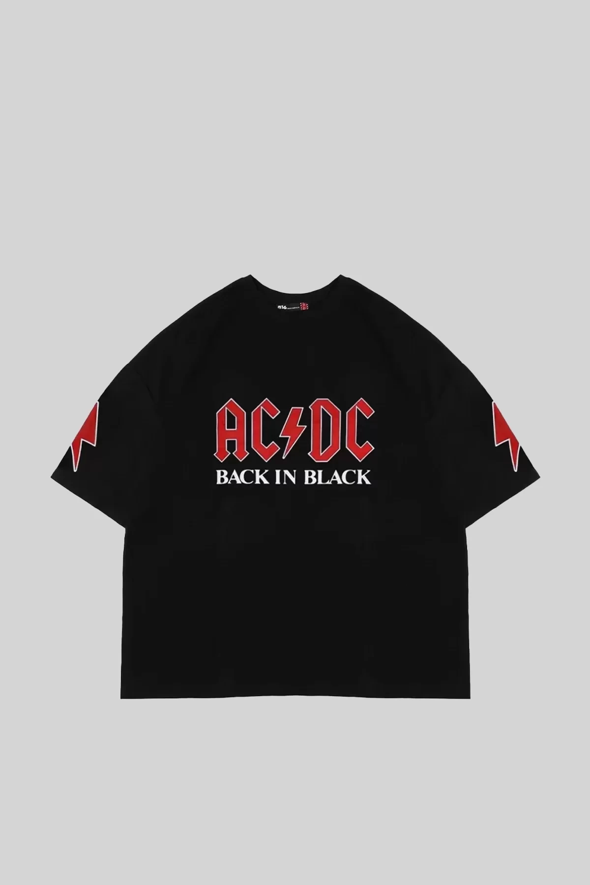 AC DC Sırt Baskılı Unisex Oversize Siyah Tshirt