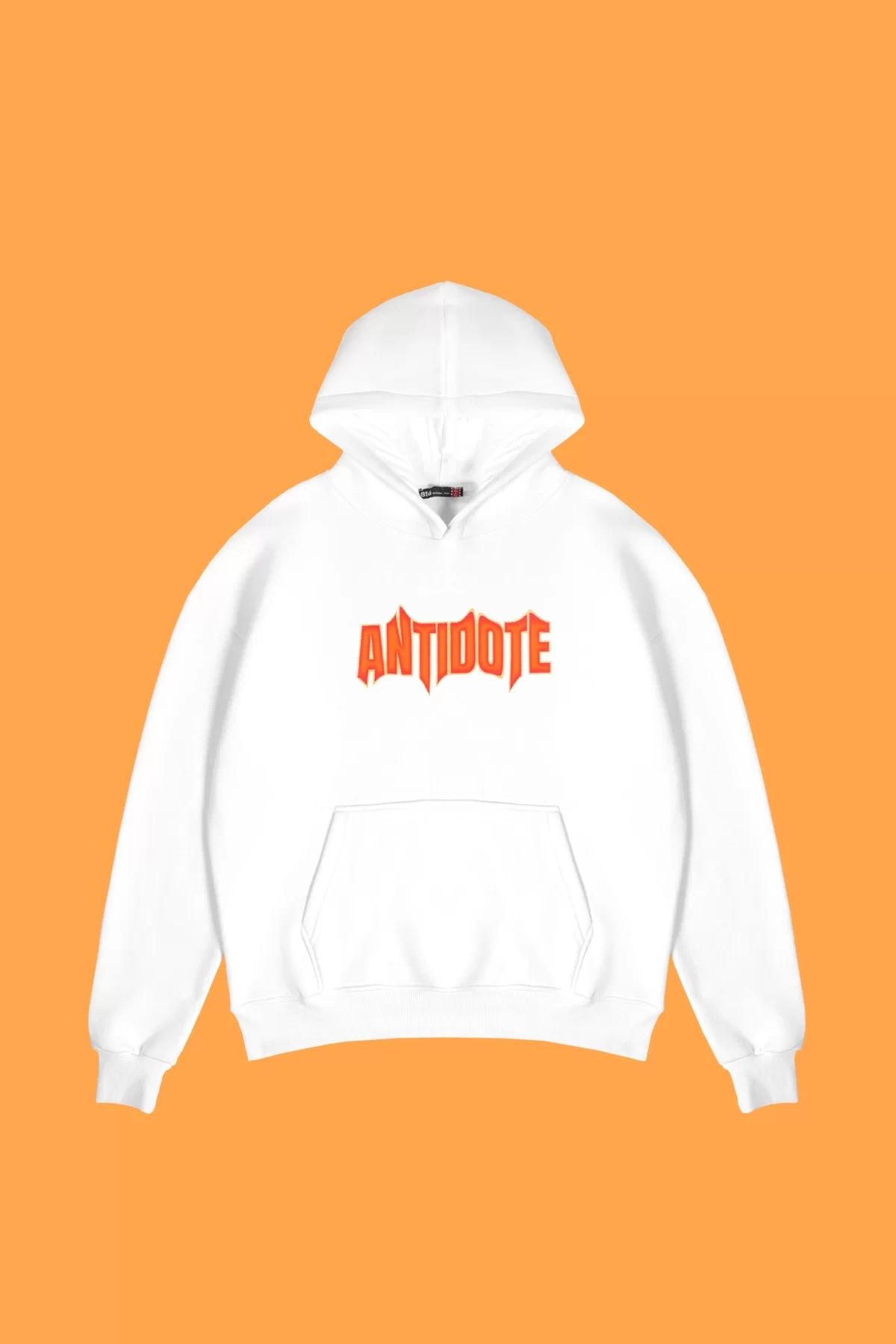 Antidote Baskılı Oversize Unisex Beyaz Hoodie