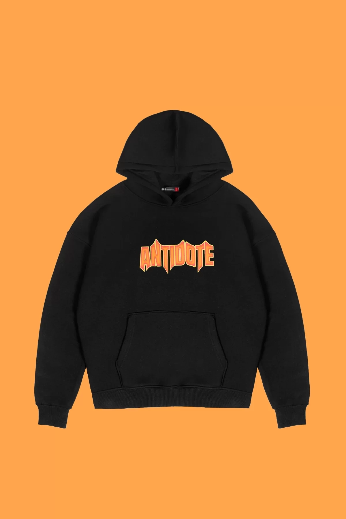 Antidote Baskılı Oversize Unisex Siyah Hoodie