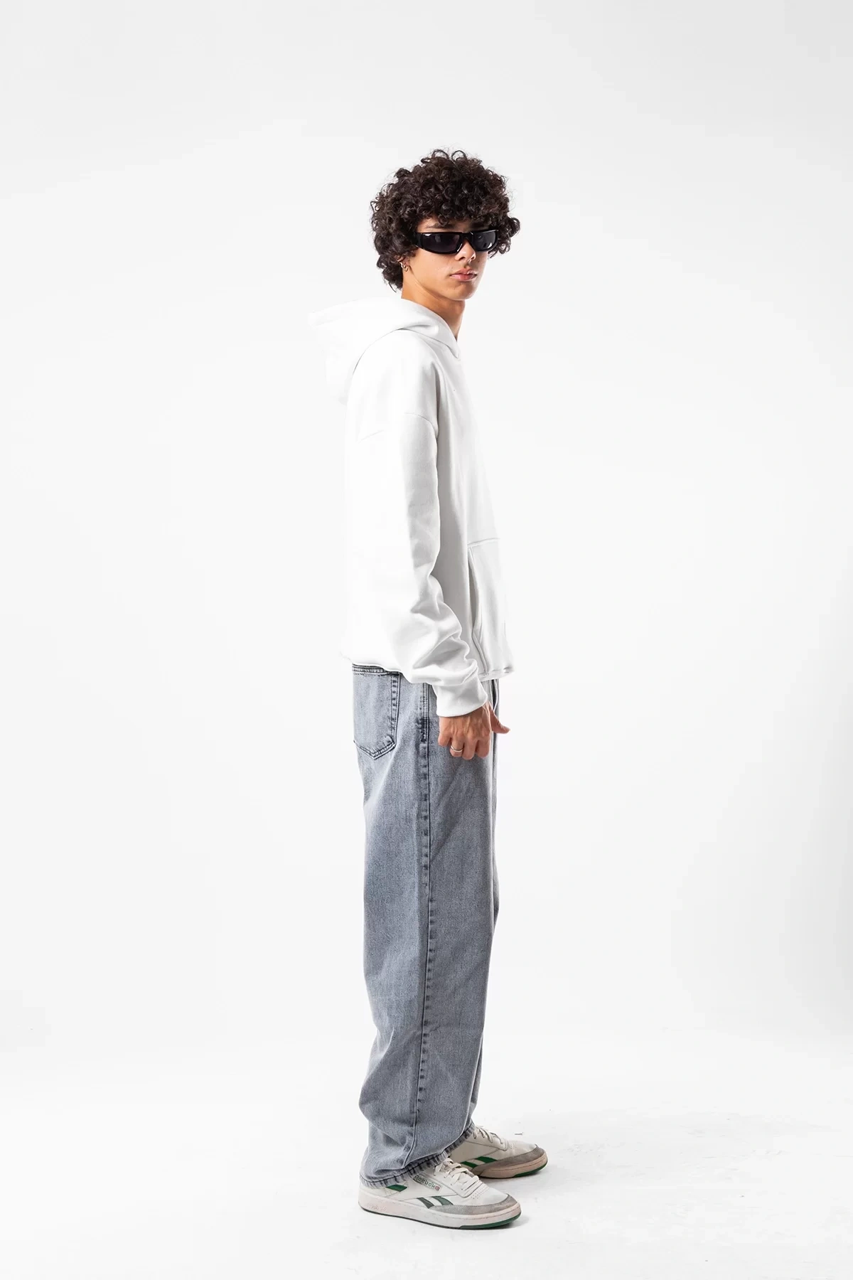 Basic Oversize Unisex Beyaz Hoodie