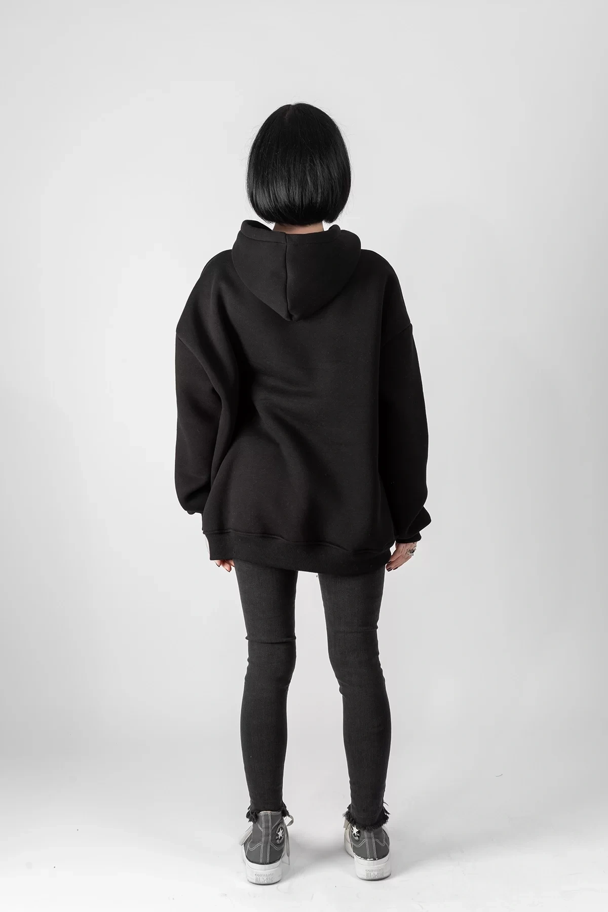 Basic Oversize Unisex Siyah Hoodie