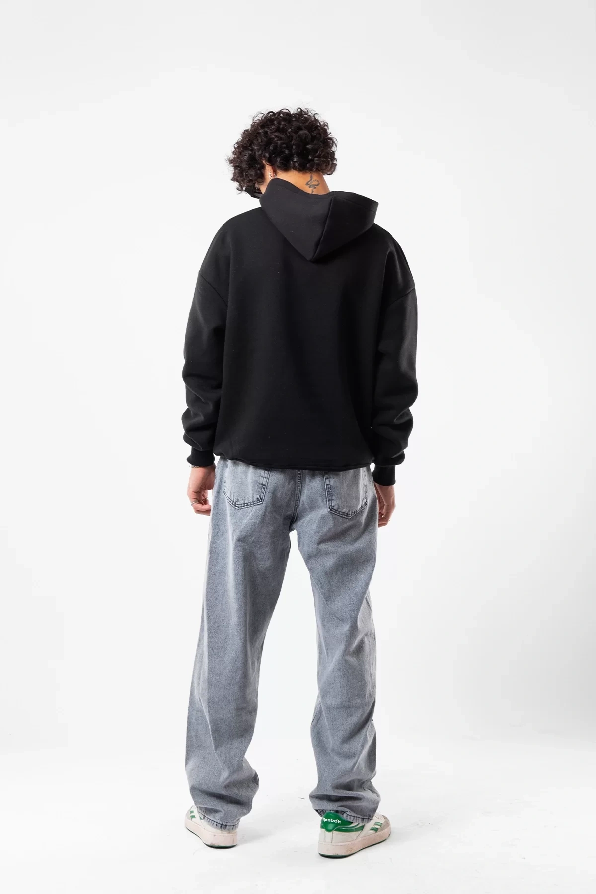 Basic Oversize Unisex Siyah Hoodie