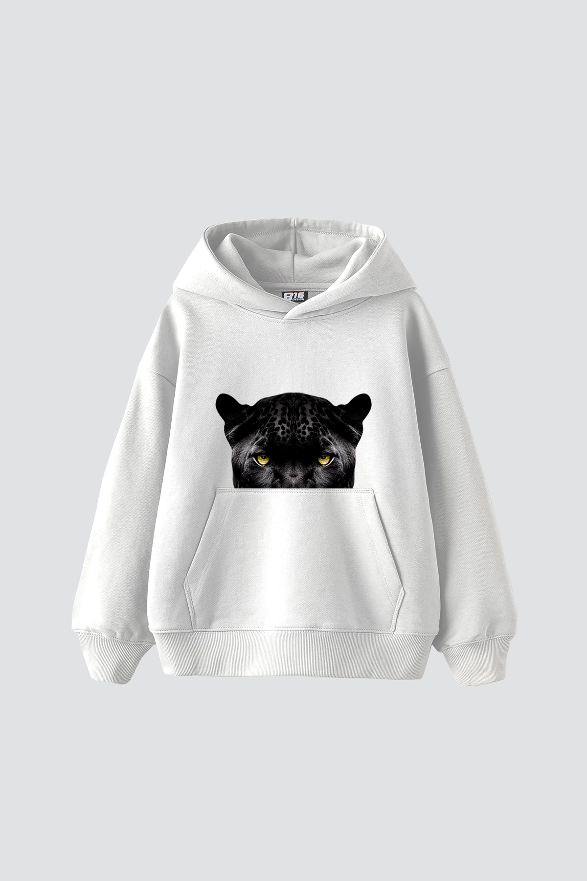 Black Panter Eyes Baskılı Baskılı Baskılı Oversize Unisex Premium Beyaz Hoodie