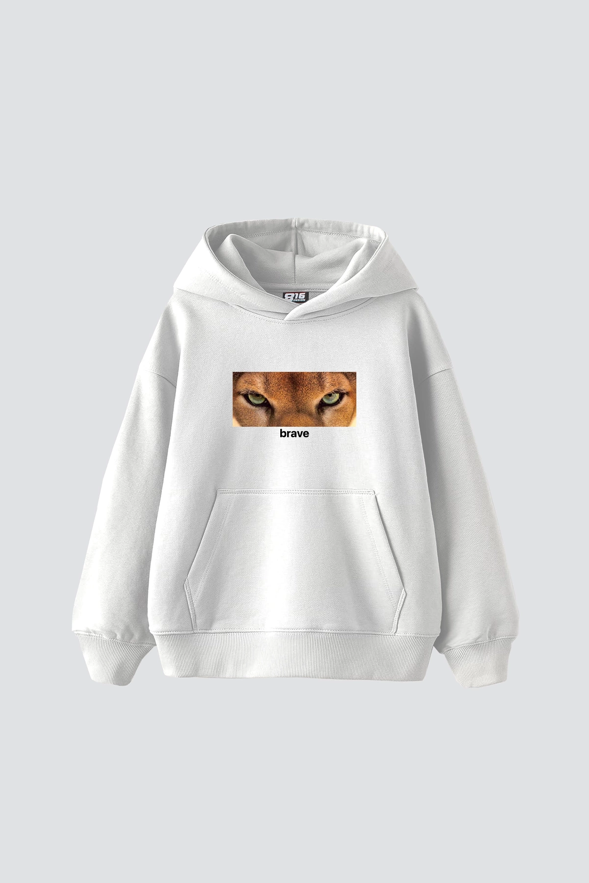 Brave Baskılı Baskılı Baskılı Oversize Unisex Premium Beyaz Hoodie