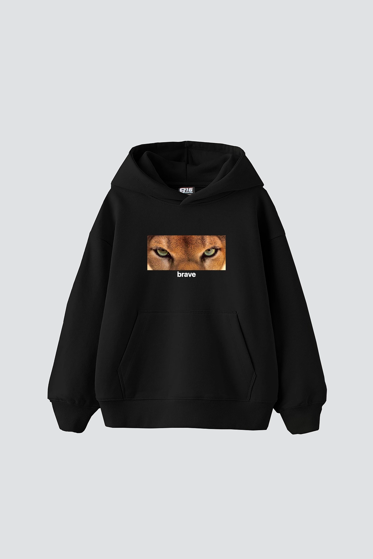 Brave Baskılı Baskılı Baskılı Oversize Unisex Premium Siyah Hoodie