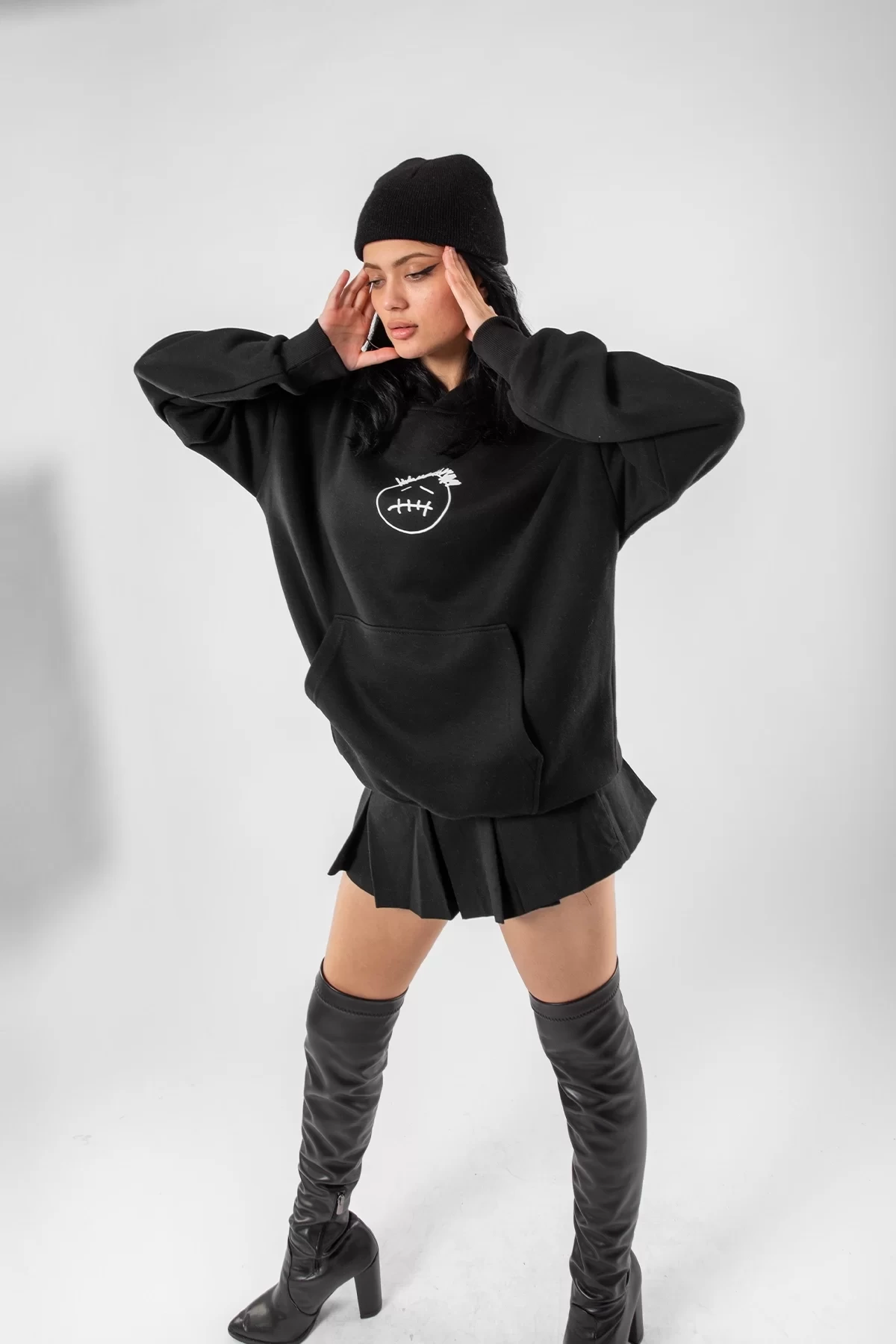 Cactus Jack Sırt Baskılı Oversize Unisex Siyah Hoodie