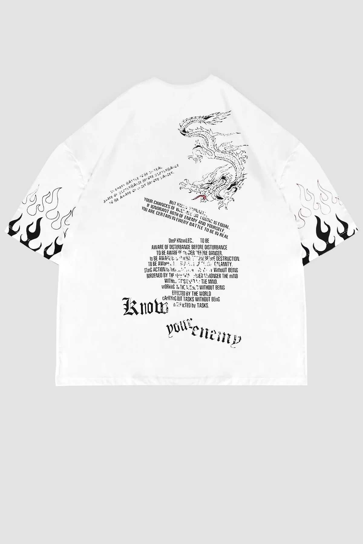 Chaos Karma Baskı Oversize Beyaz Unisex Tshirt