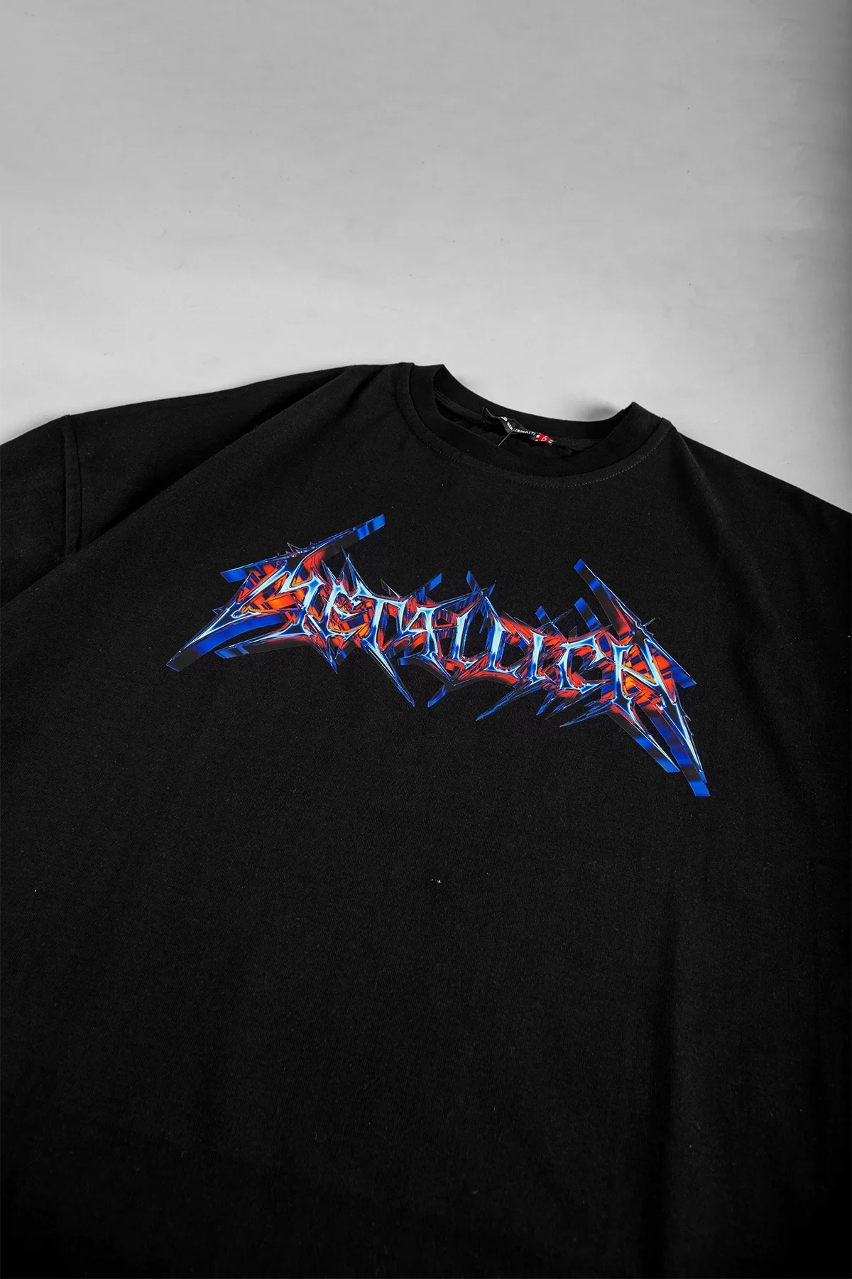 Colourful Metallica Logo Baskılı Siyah Oversize Unisex Tshirt