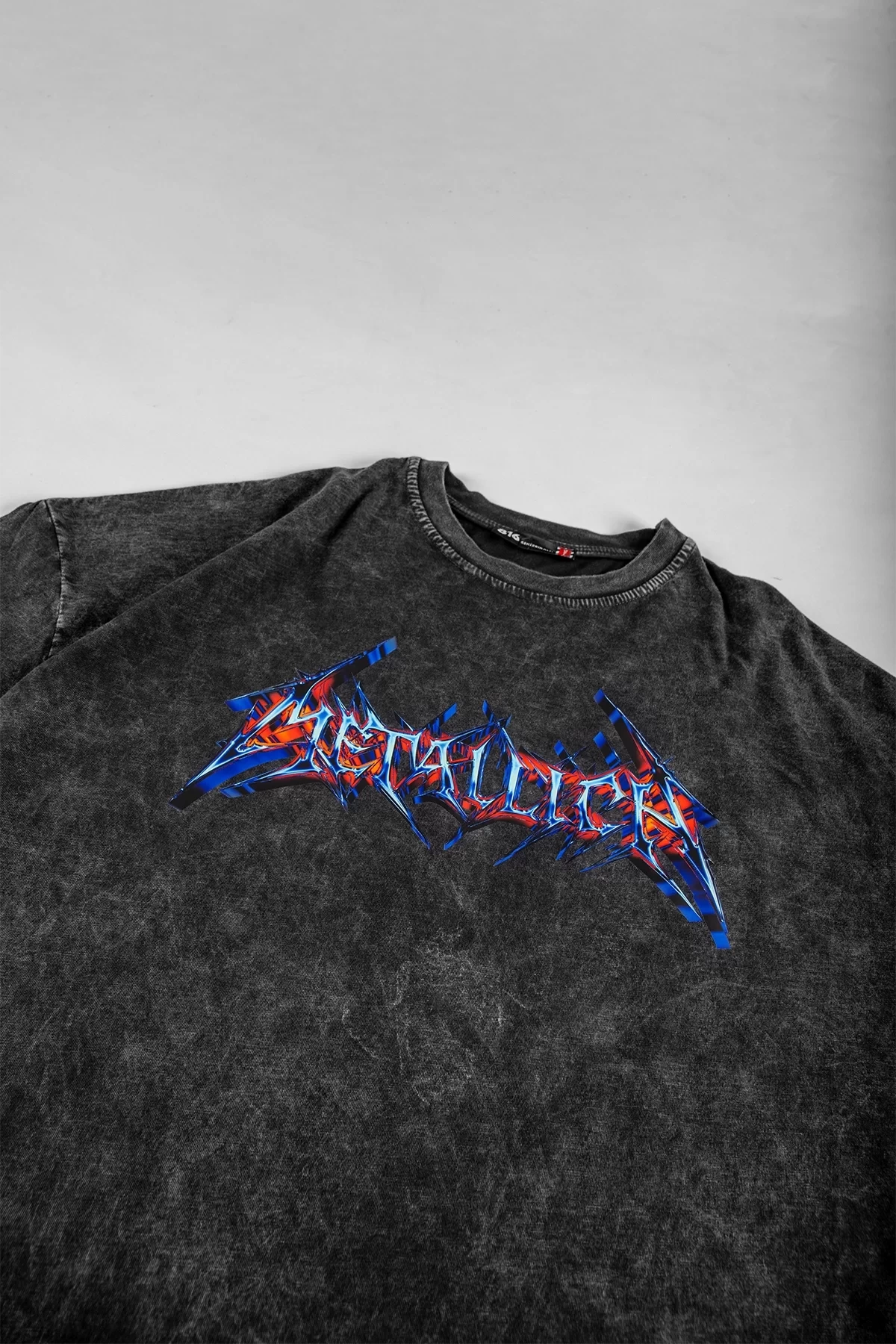 Colourful Metallica Logo Baskılı Yıkamalı Füme Oversize Unisex Tshirt