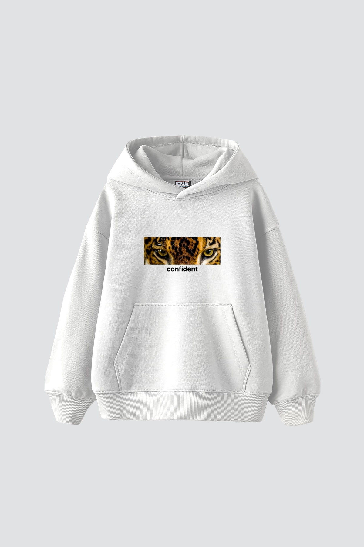 Confident Baskılı Baskılı Baskılı Oversize Unisex Premium Beyaz Hoodie