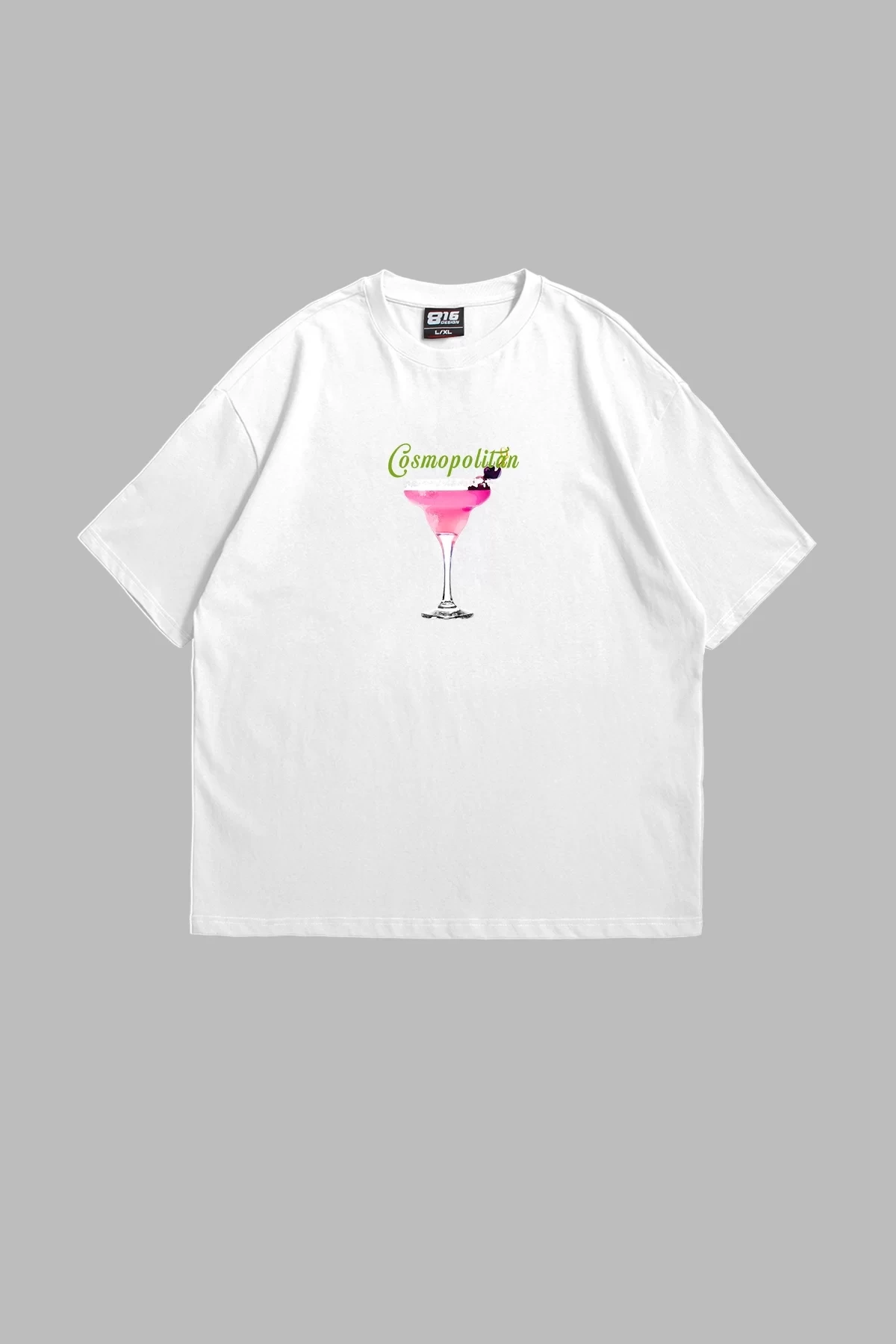 Cosmopolitan Baskılı Baskılı Premium Oversize Unisex Beyaz Tshirt