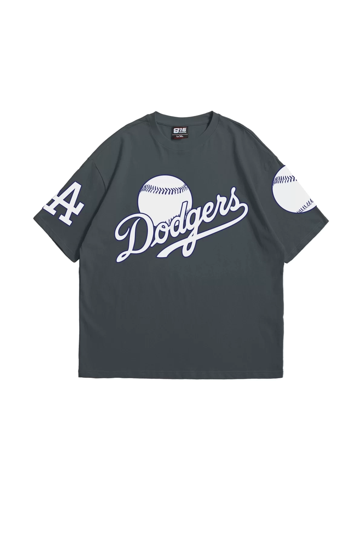 Dodgers Baskılı Antrasit Oversize Unisex Tshirt