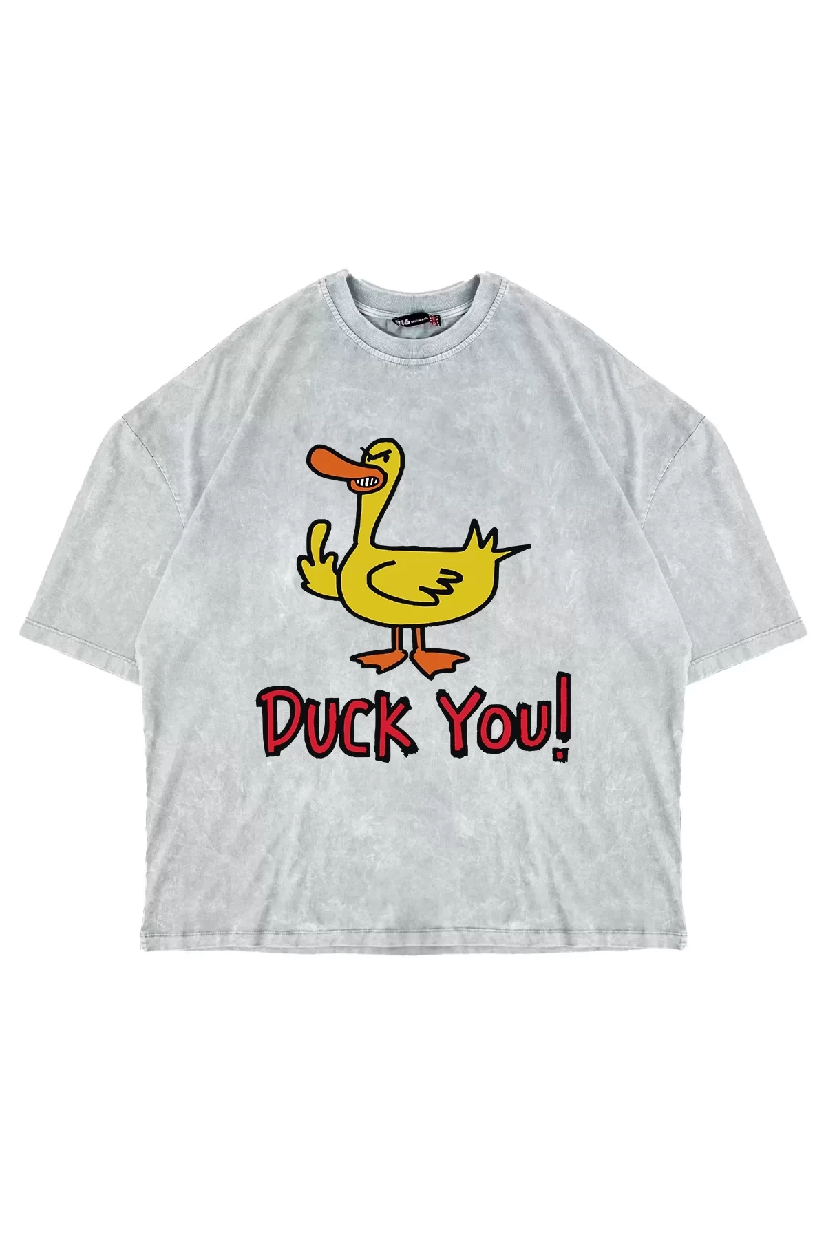 Duck You Baskılı Baskılı Premium Oversize Unisex Yıkamalı Beyaz Tshirt