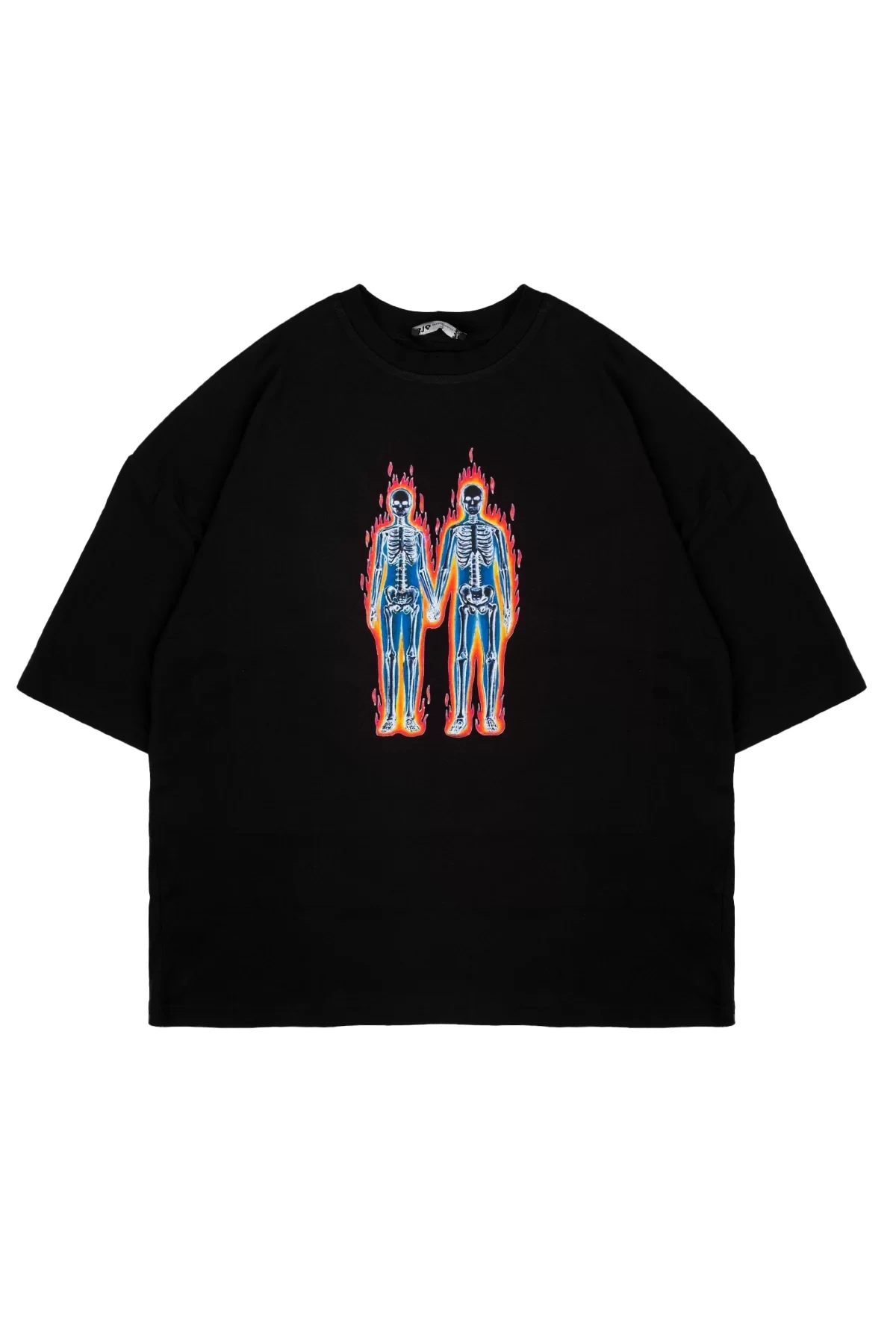 Electrical Love Baskılı Siyah Oversize Tshirt