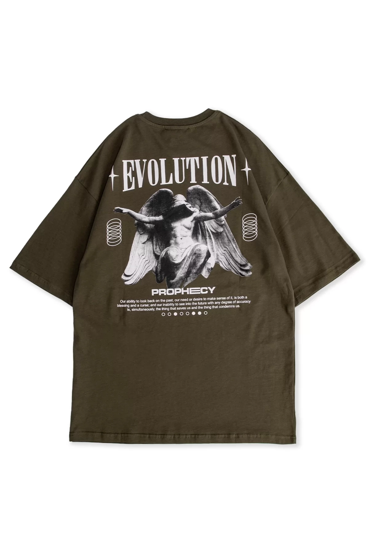 Evolution Sırt Baskılı Haki Unisex Oversize Tshirt