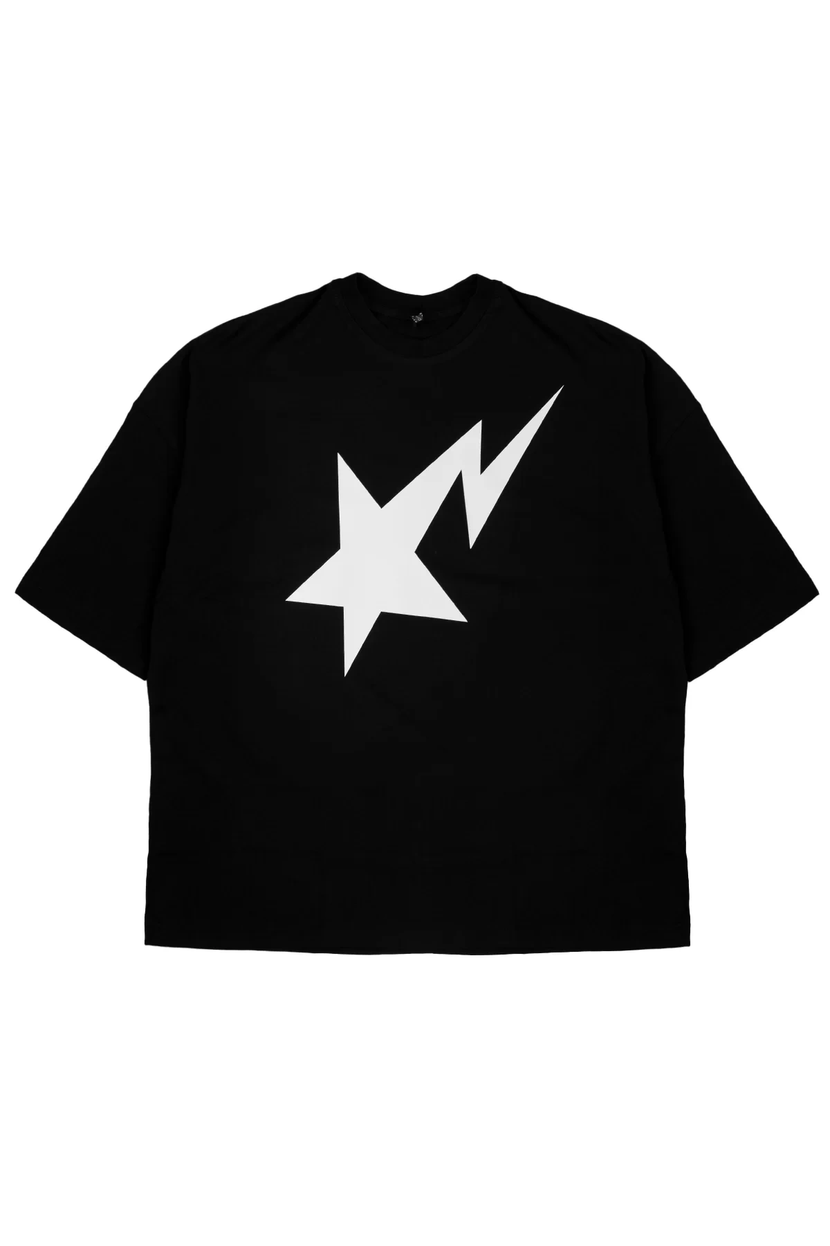 Falling Star Oversize Unisex Siyah Tshirt