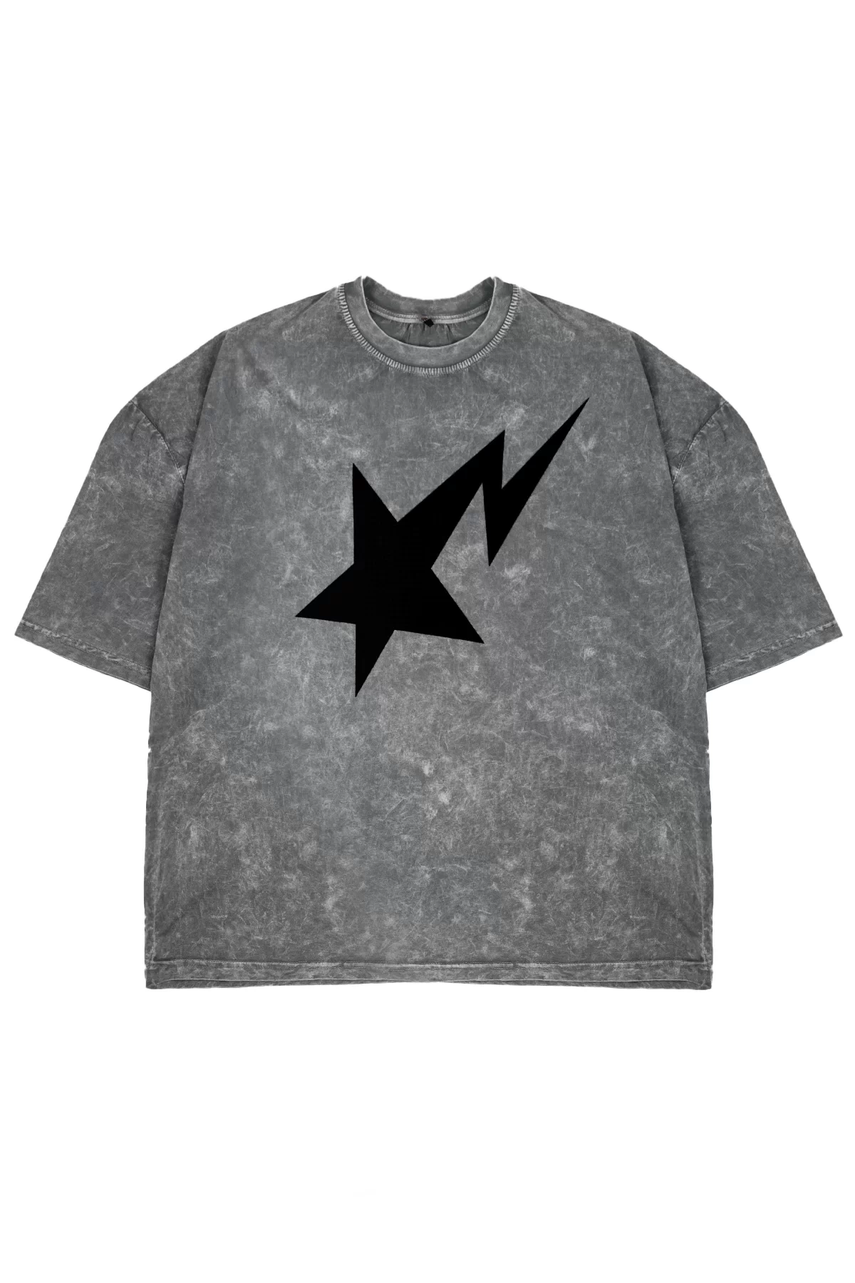 Falling Star Oversize Unisex Yıkamalı Beyaz Tshirt