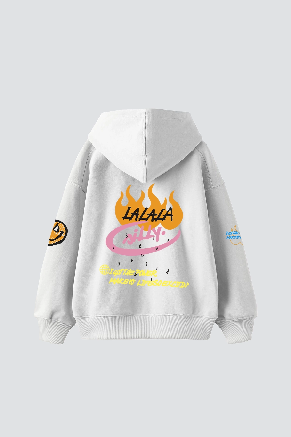 Holy Powers Baskılı Baskılı Baskılı Oversize Unisex Premium Beyaz Hoodie