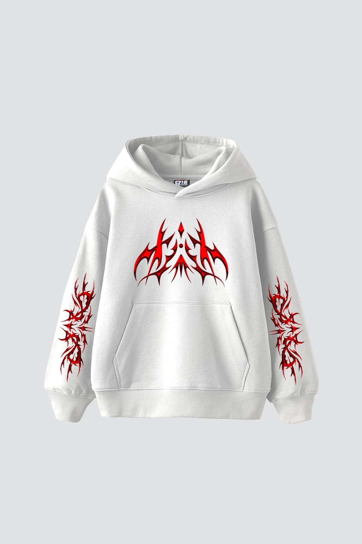 Holographic Red Baskılı Baskılı Baskılı Oversize Unisex Premium Beyaz Hoodie