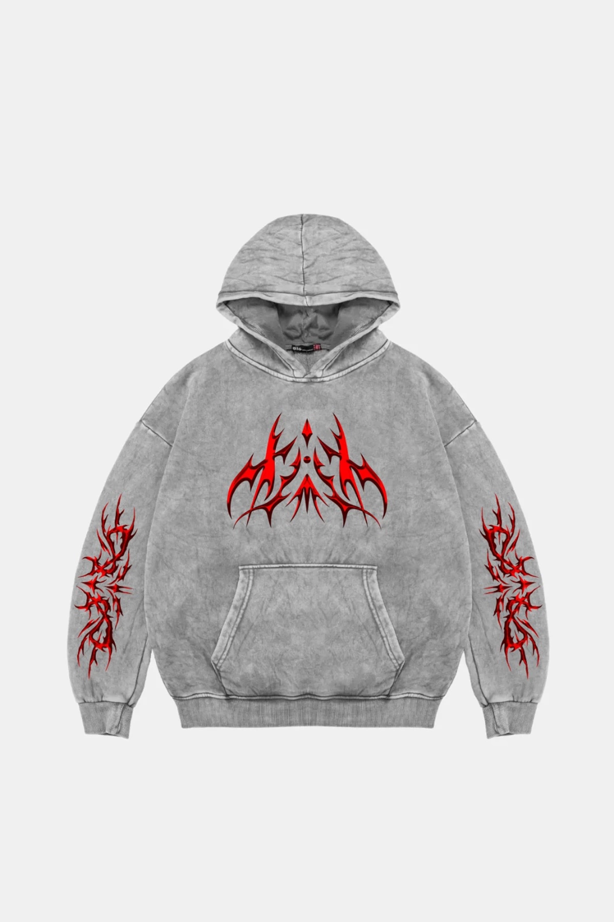 Holographic Red Baskılı Baskılı Baskılı Oversize Unisex Premium Yıkamalı Beyaz Hoodie