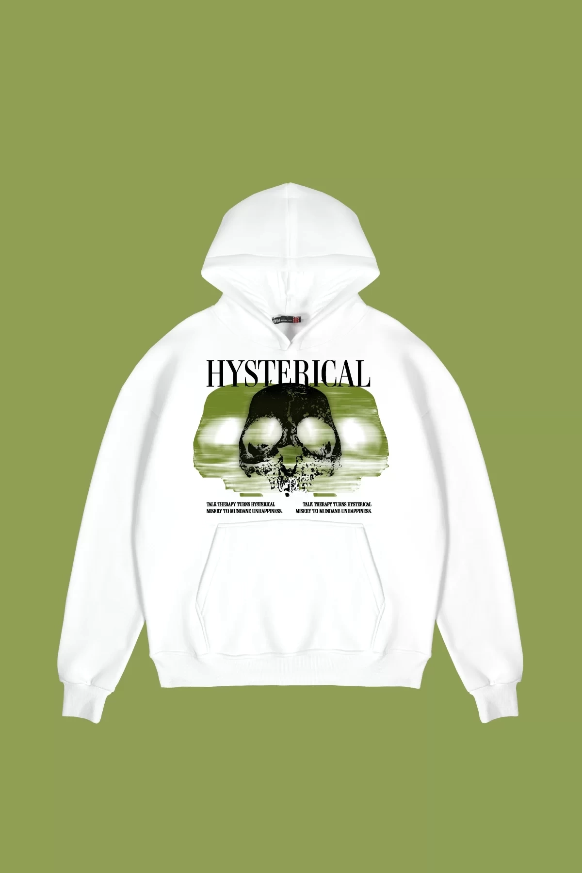 Hysterıcal Baskılı Oversize Unisex Beyaz Hoodie