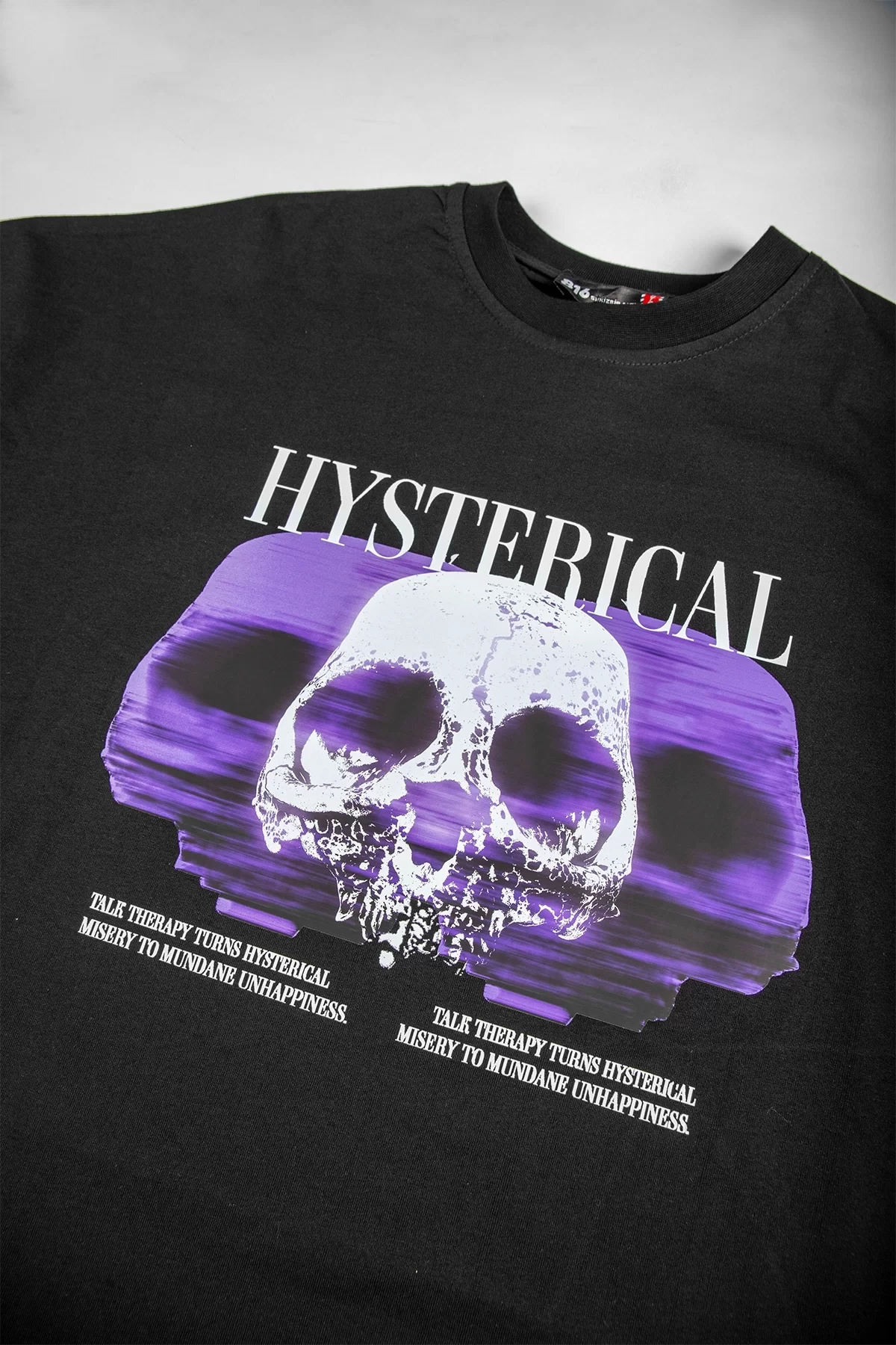 Hysterıcal Baskılı Siyah Oversize Unisex Tshirt