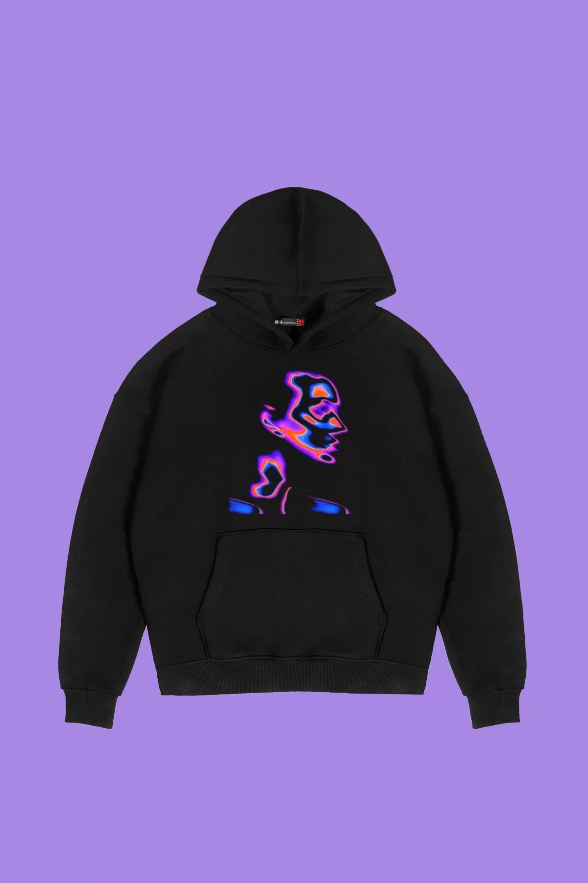 İllusion Woman Baskılı Oversize Unisex Siyah Hoodie