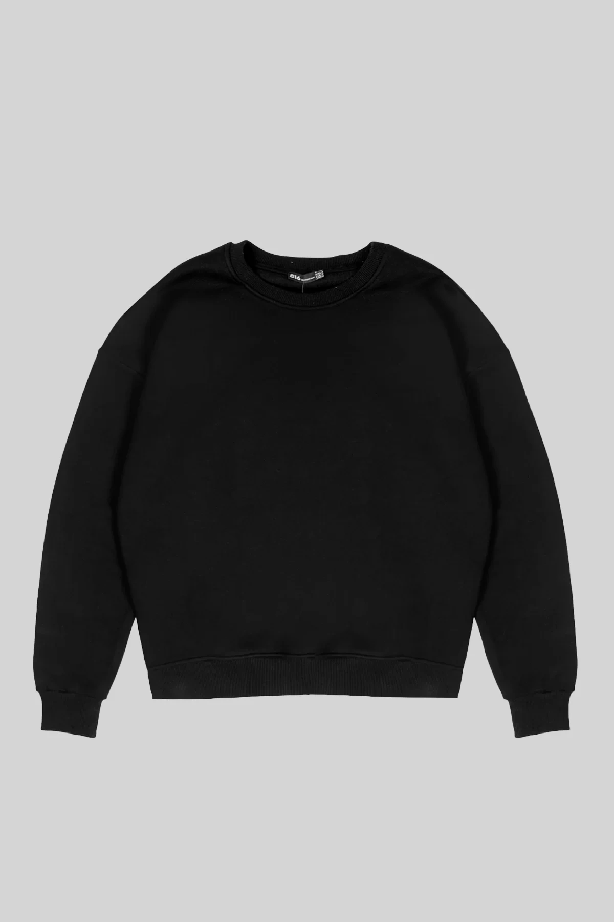 Kapüşonsuz Basic Oversize Unisex Siyah Sweatshirt