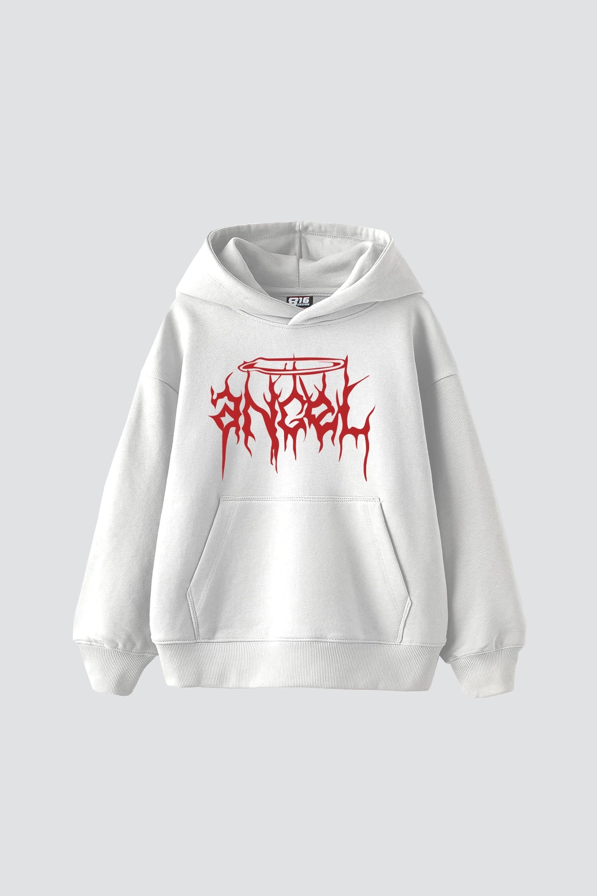 Kırmızı Dusk Baskılı Oversize Unisex Premium Beyaz Hoodie