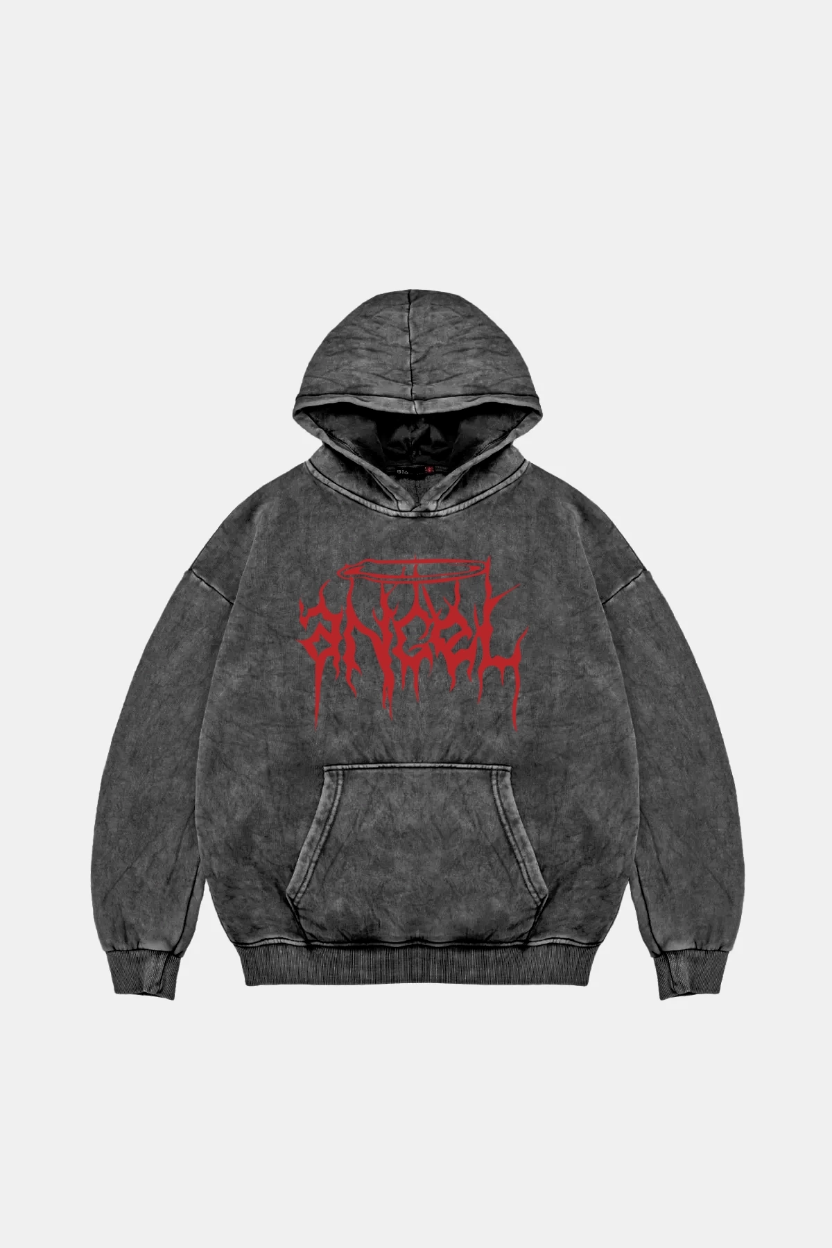 Kırmızı Dusk Baskılı Oversize Unisex Premium Yıkamalı Siyah Hoodie