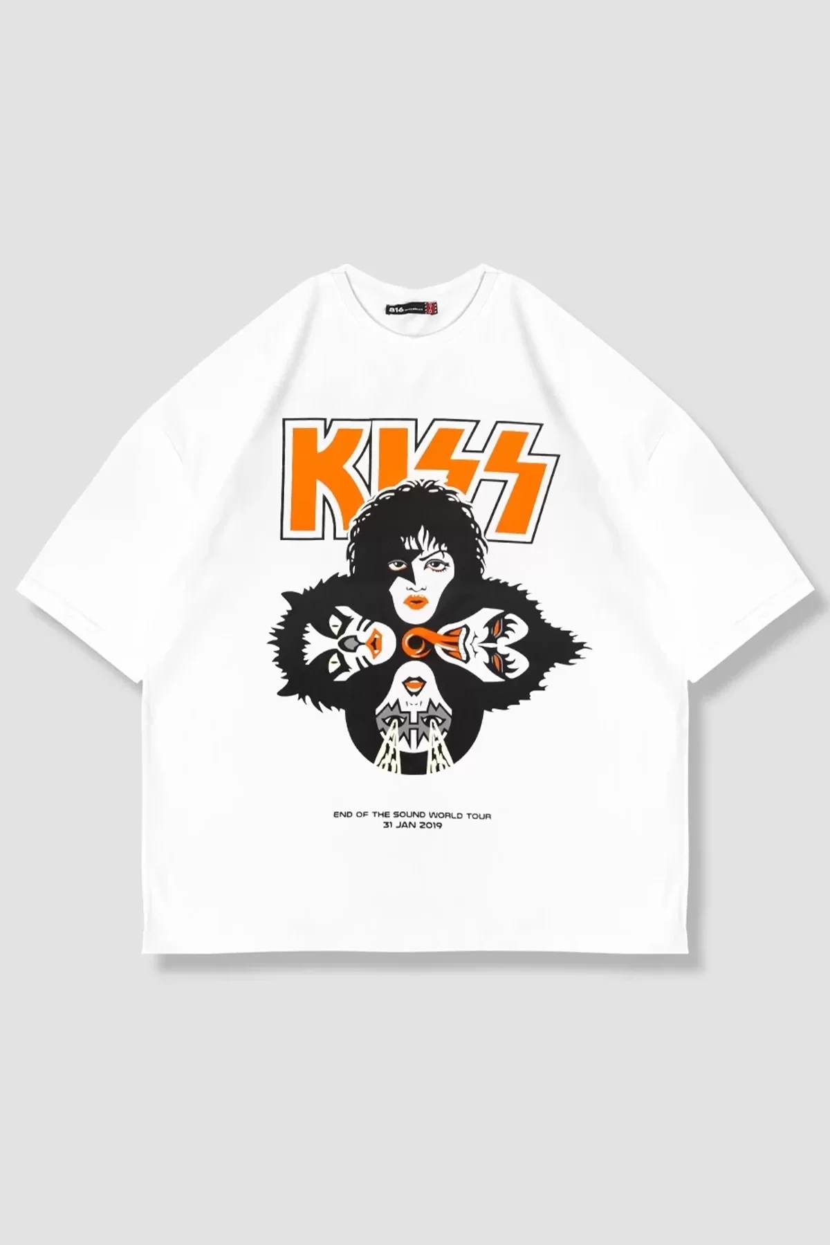 Kiss Tour Baskılı Beyaz Unisex Oversize Tshirt