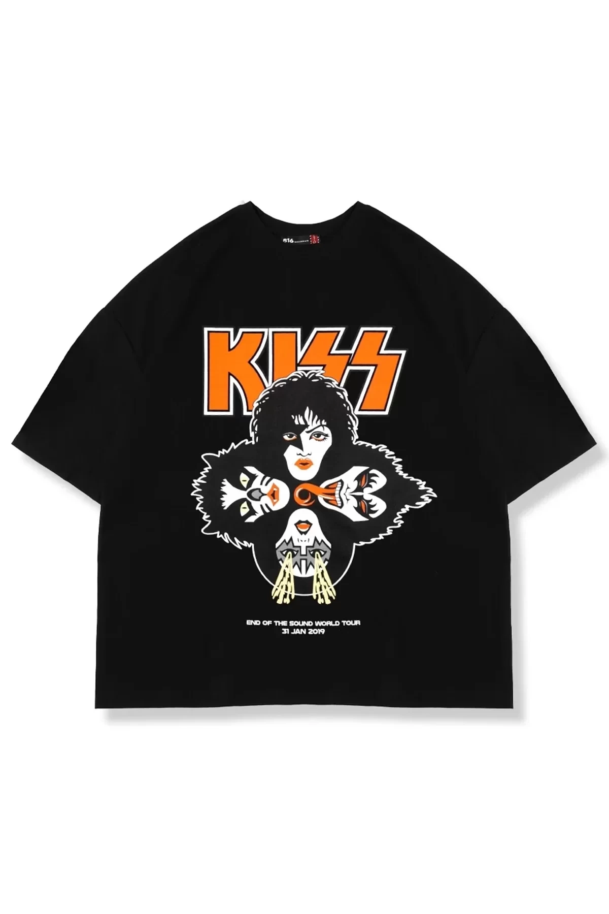 Kiss Tour Baskılı Siyah Unisex Oversize Tshirt