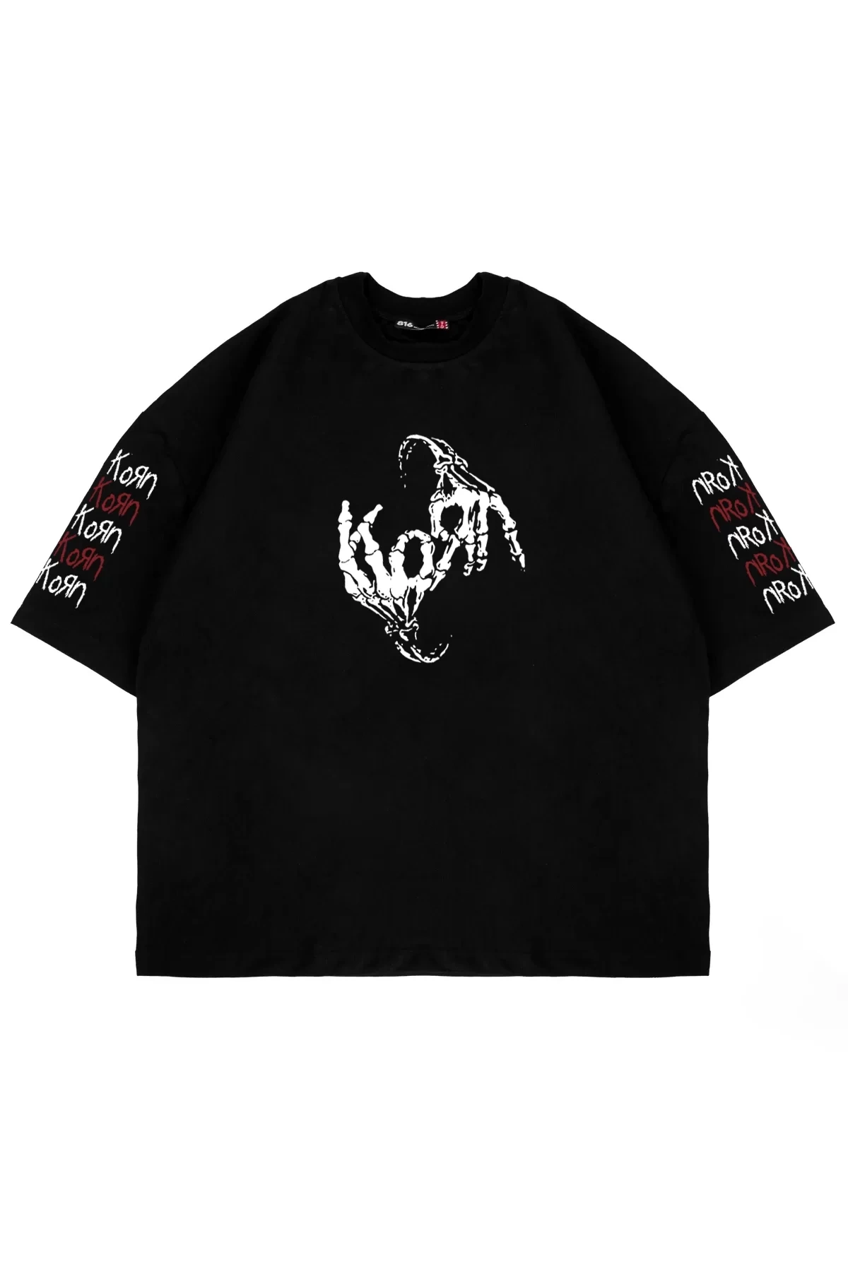 Korn Sırt Baskılı Oversize Unisex Siyah Tshirt