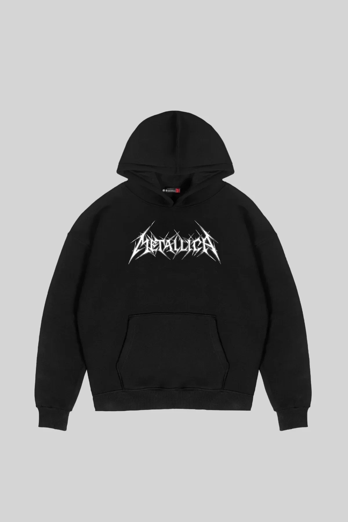 Metallica Logo Baskılı Oversize Unisex Siyah Hoodie