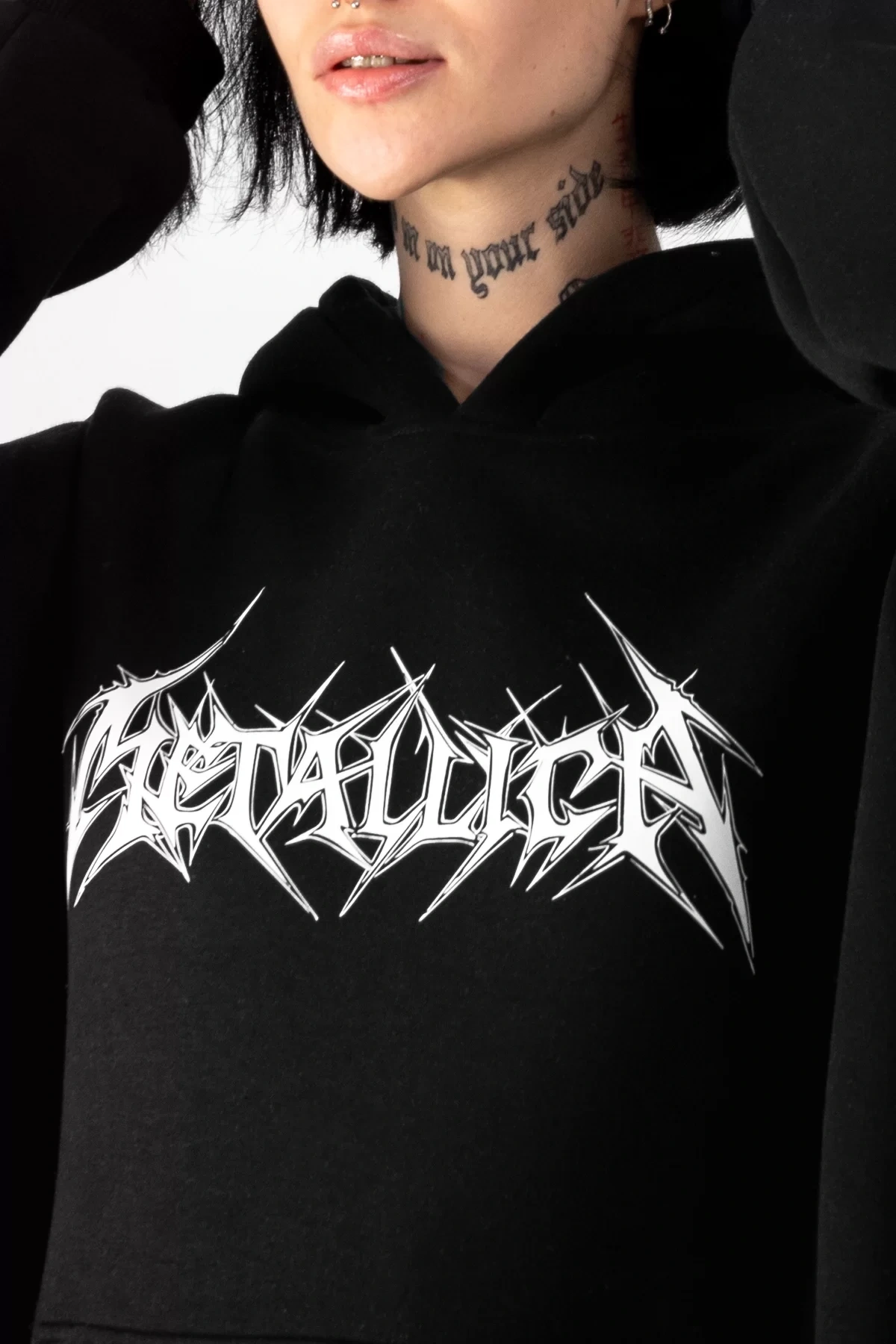 Metallica Logo Baskılı Oversize Unisex Siyah Hoodie
