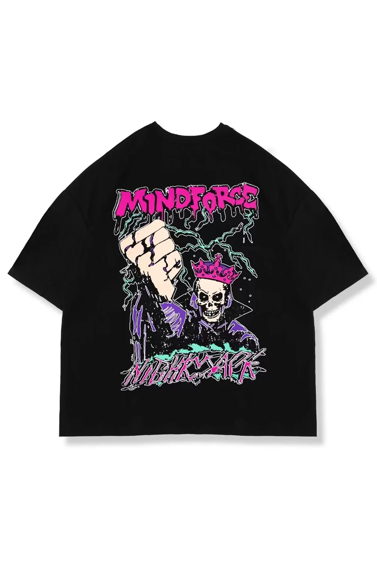 Mindforce Sırt Baskılı Siyah Unisex Oversize Tshirt