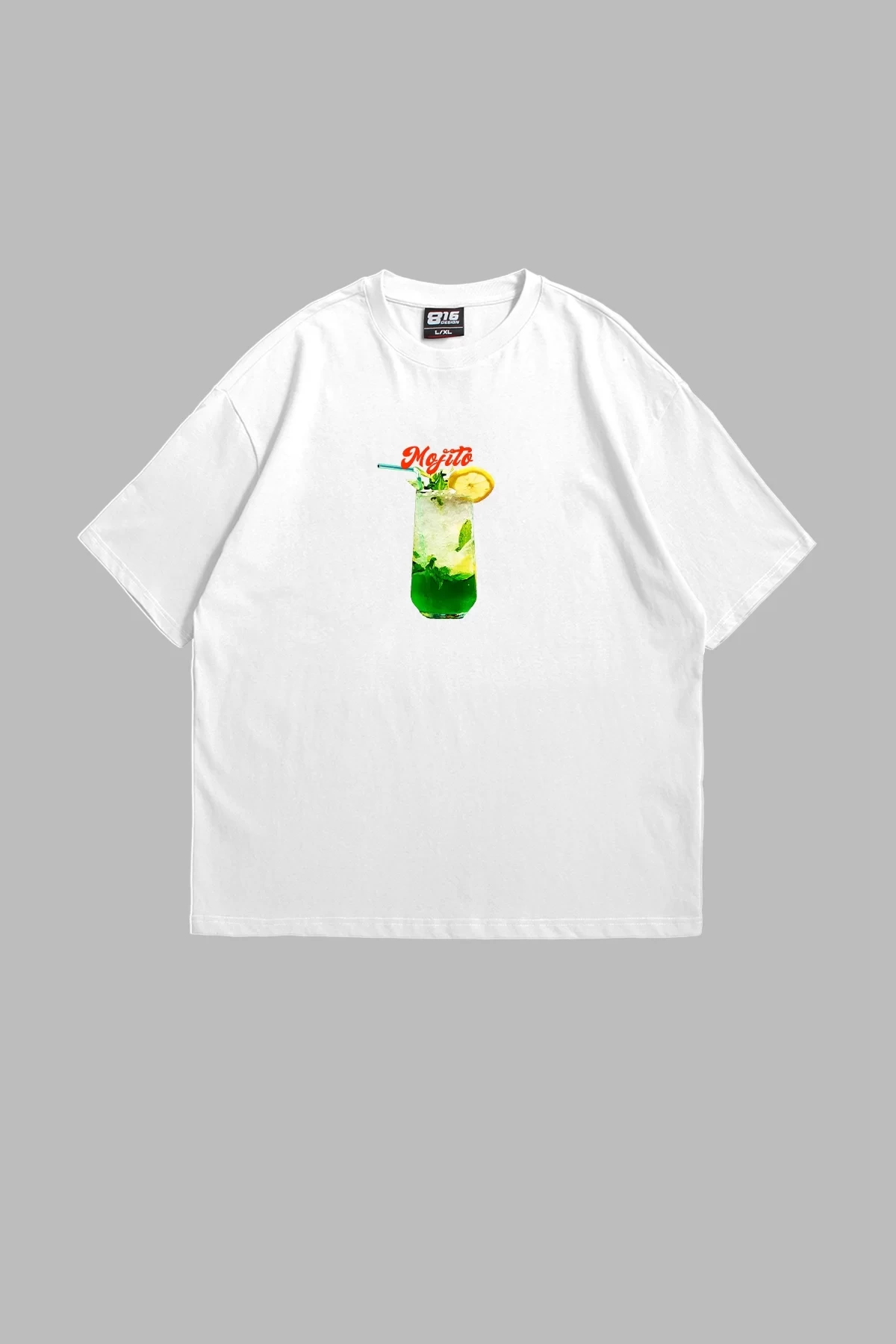 Mojito Baskılı Baskılı Premium Oversize Unisex Beyaz Tshirt