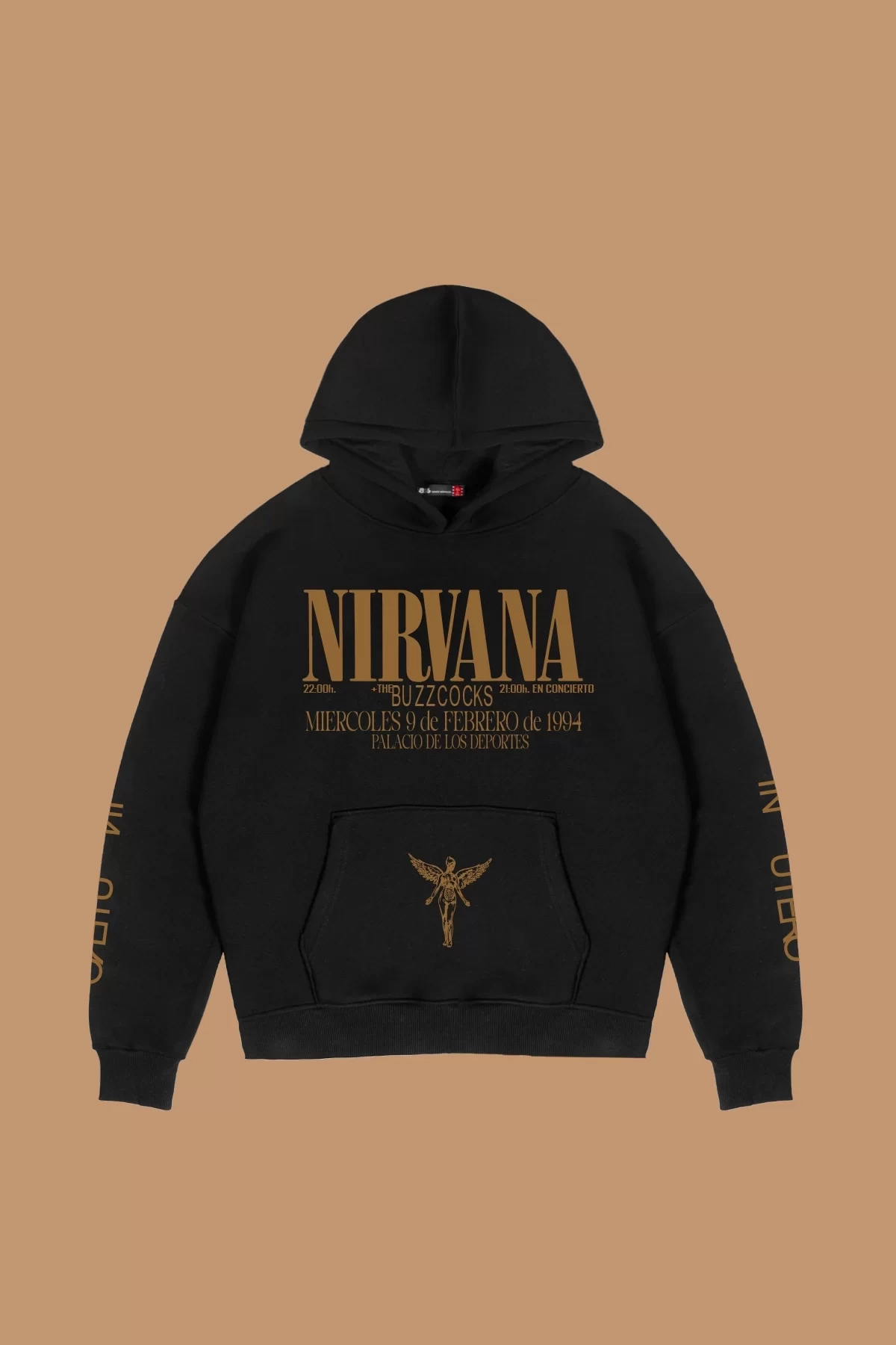 Nirvana Sırt Baskılı Unisex Oversize Siyah Hoodie