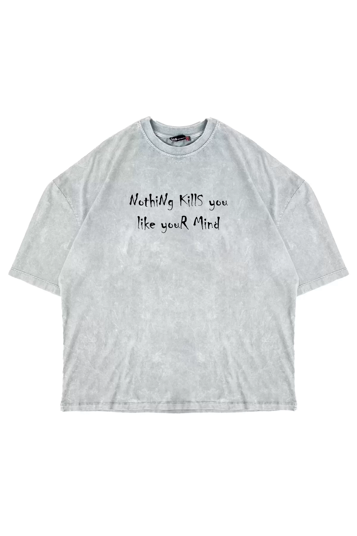 Nothing Kills You Baskılı Premium Oversize Unisex Yıkamalı Beyaz Tshirt