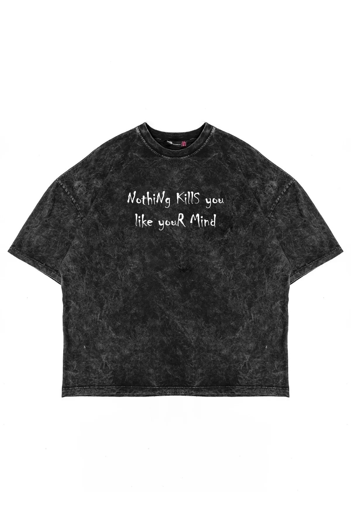 Nothing Kills You Baskılı Premium Oversize Unisex Yıkamalı Siyah Tshirt