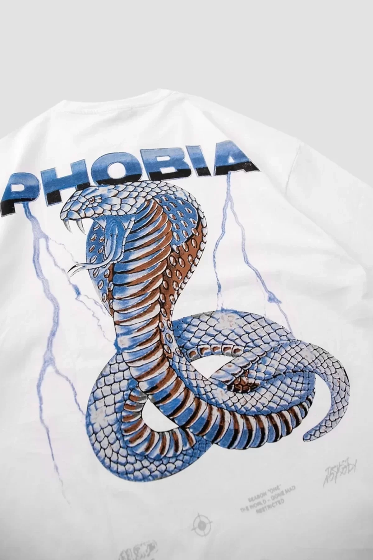 Phobia Sırt Baskılı Beyaz Unisex Oversize Tshirt