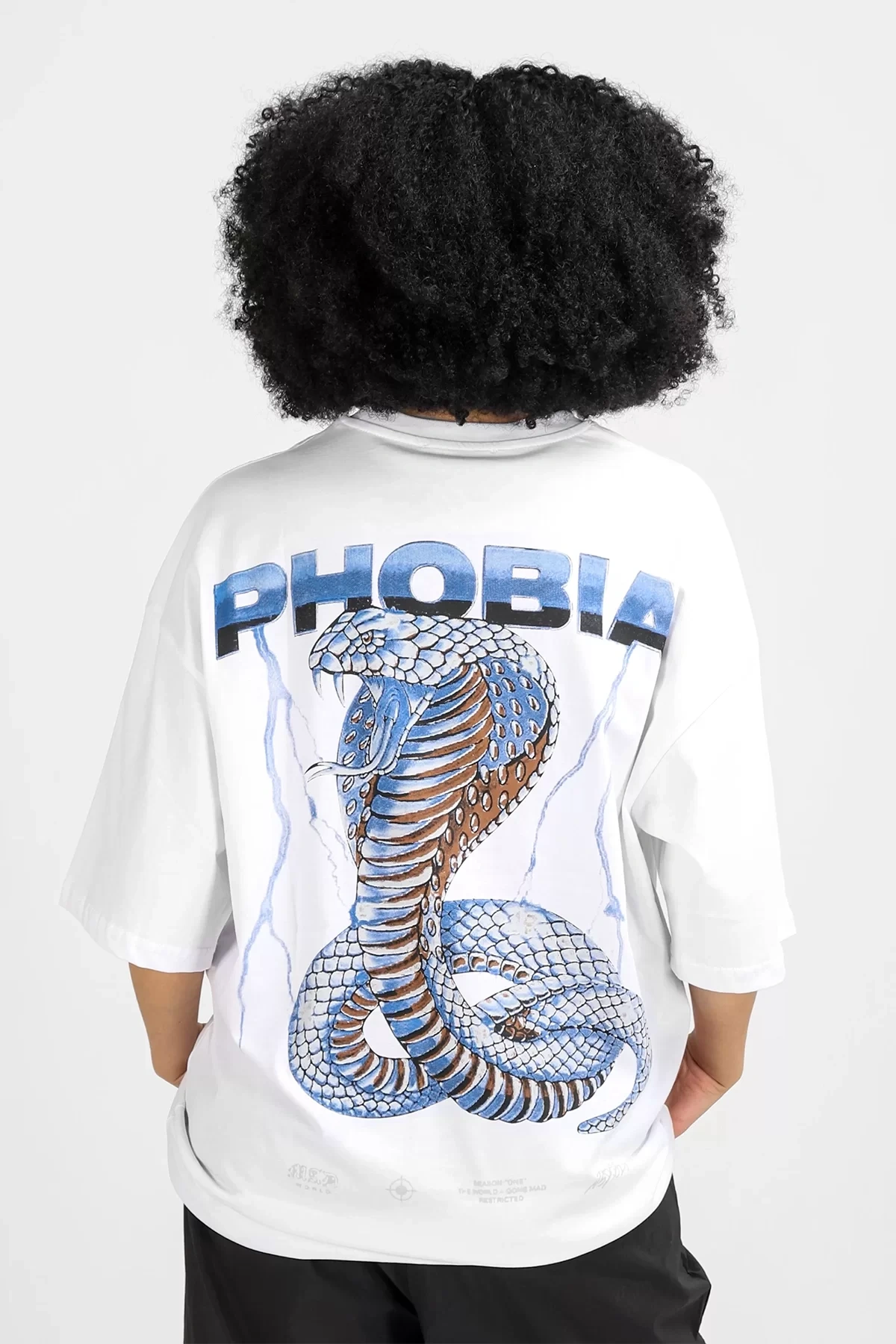 Phobia Sırt Baskılı Beyaz Unisex Oversize Tshirt