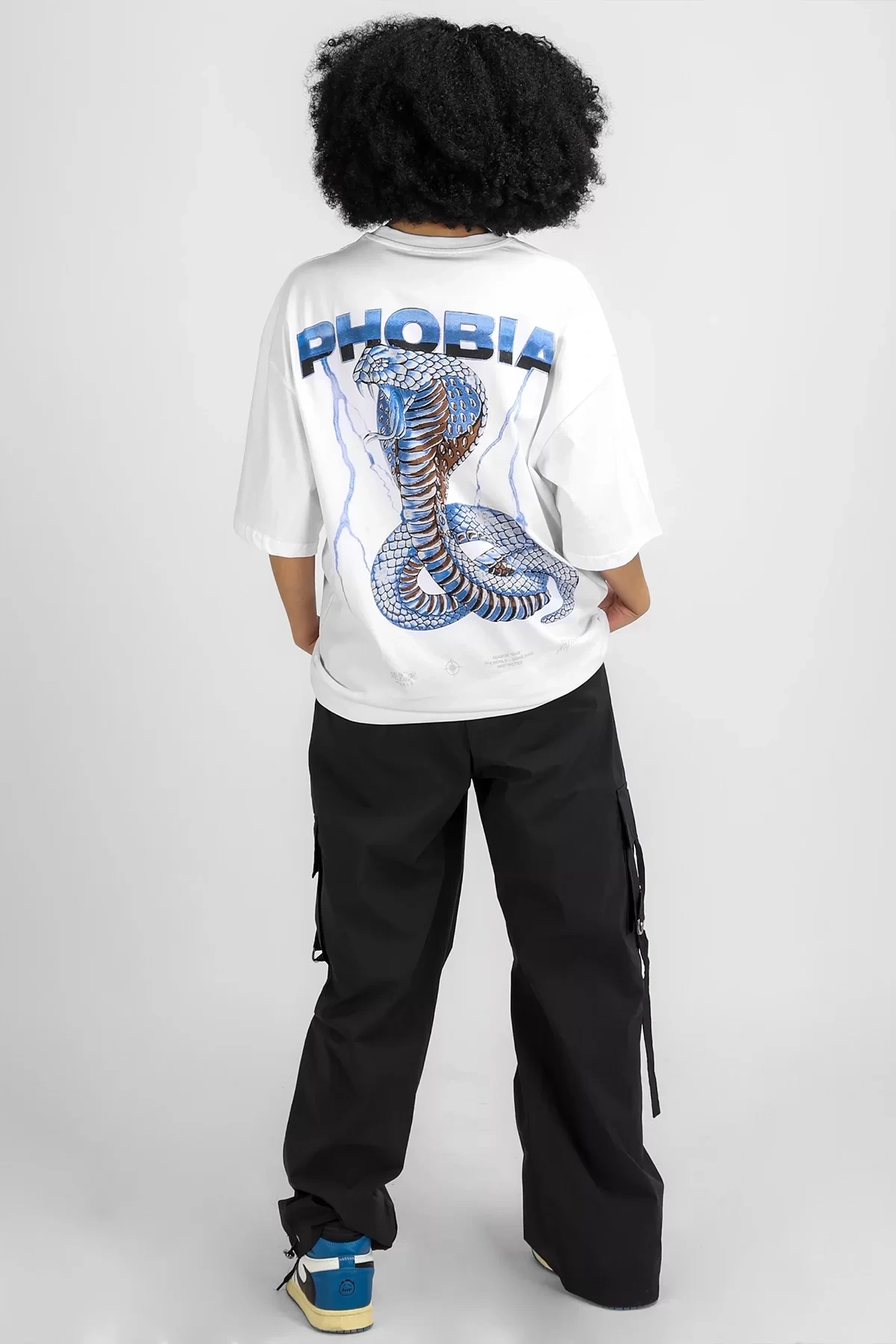 Phobia Sırt Baskılı Beyaz Unisex Oversize Tshirt