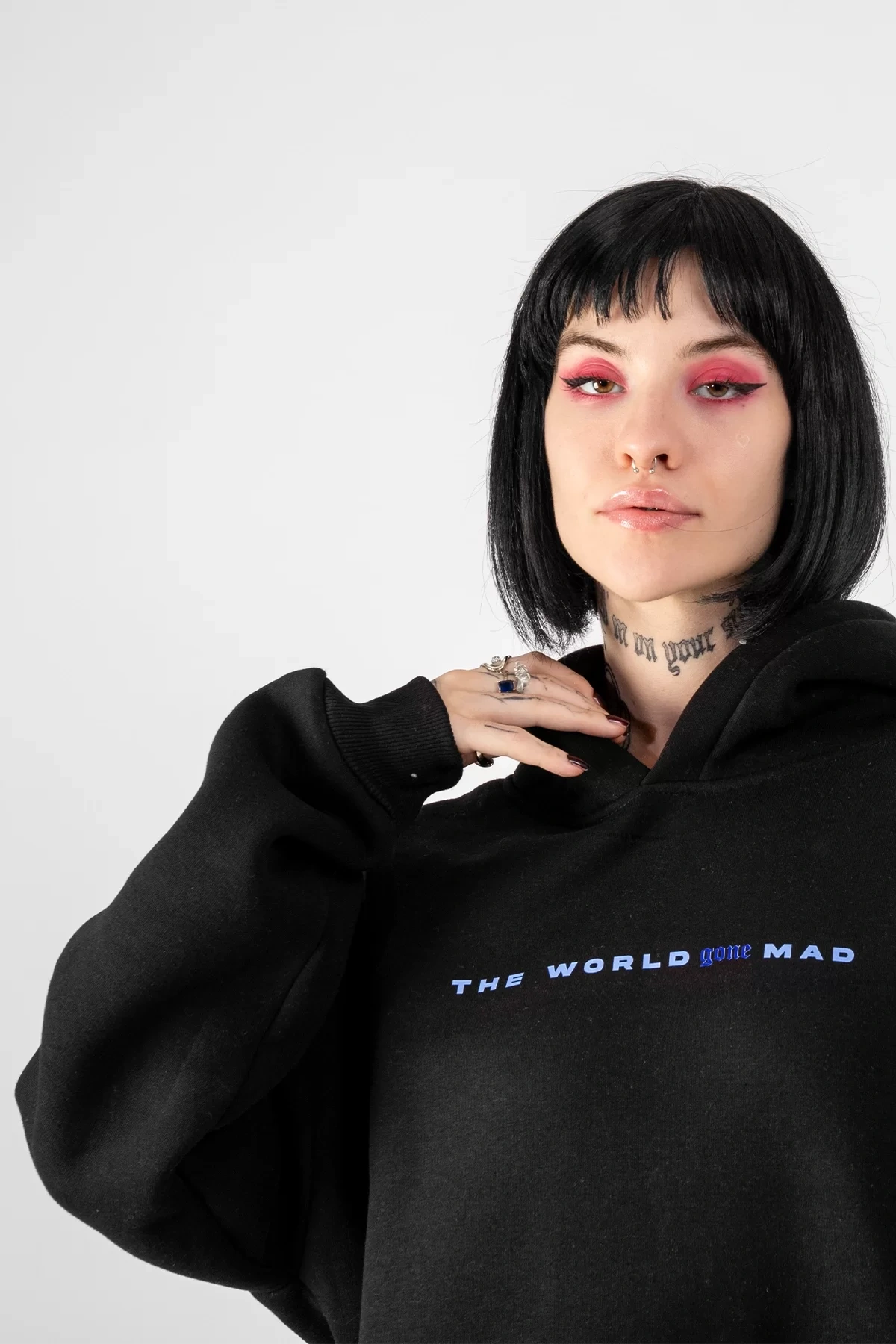 Phobia Sırt Baskılı Unisex Oversize Siyah Hoodie