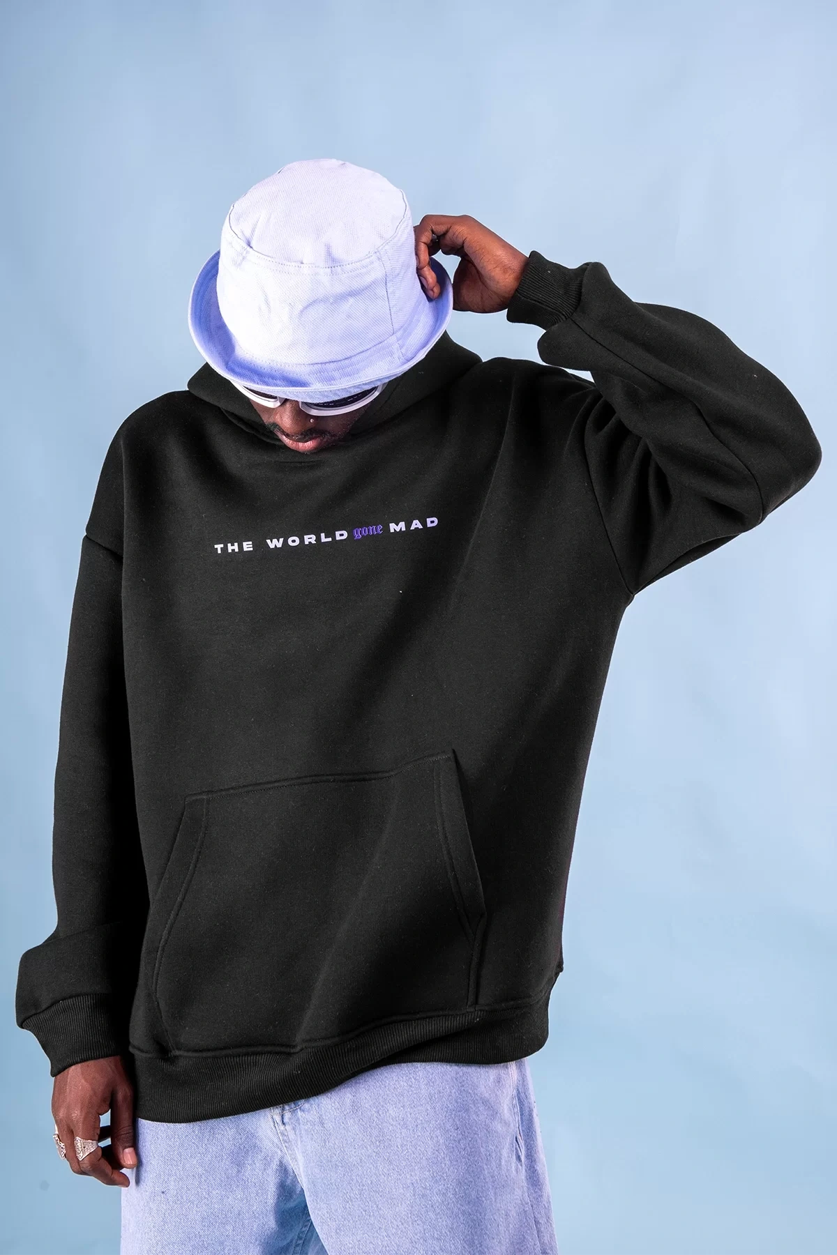 Phobia Sırt Baskılı Unisex Oversize Siyah Hoodie