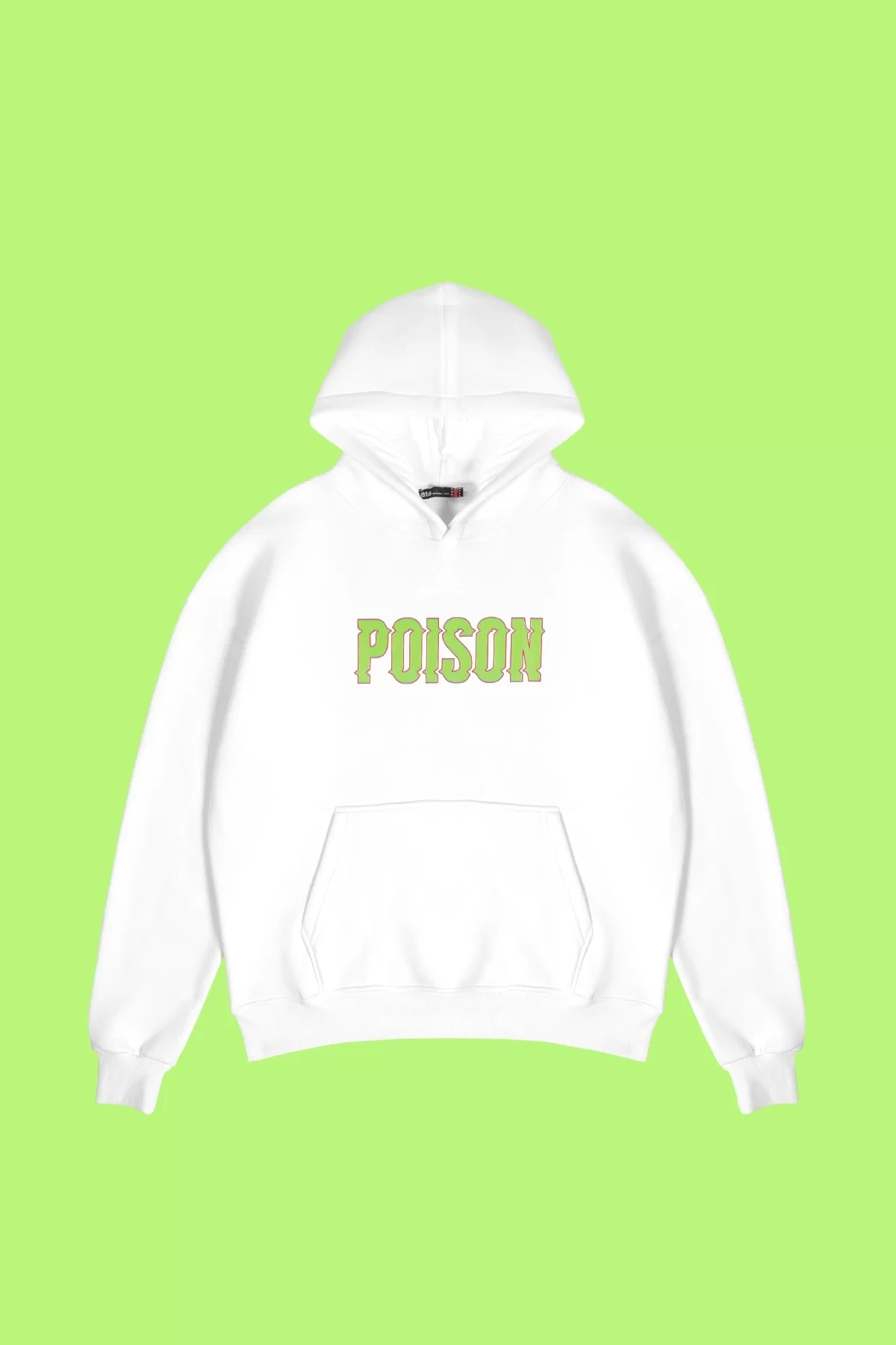 Poison Baskılı Oversize Unisex Beyaz Hoodie