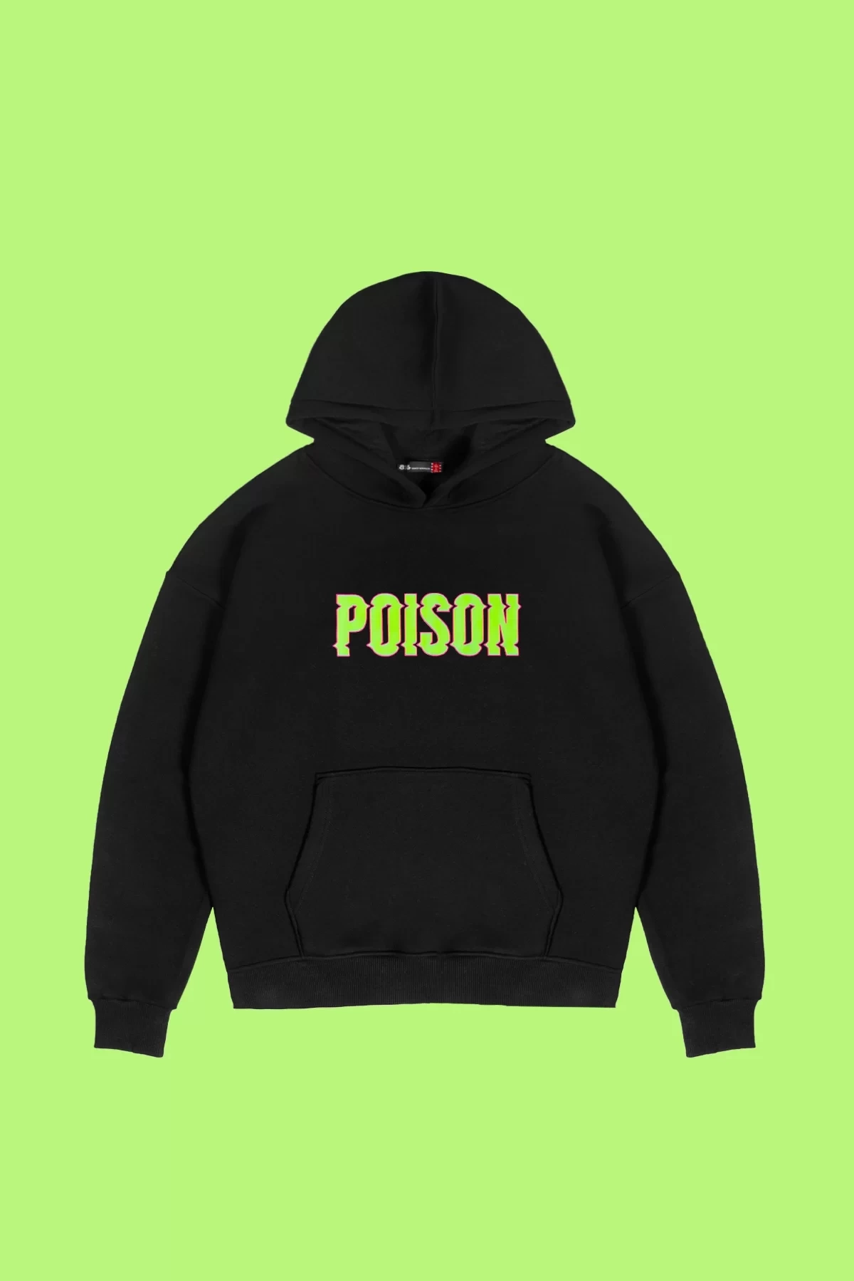 Poison Baskılı Oversize Unisex Siyah Hoodie