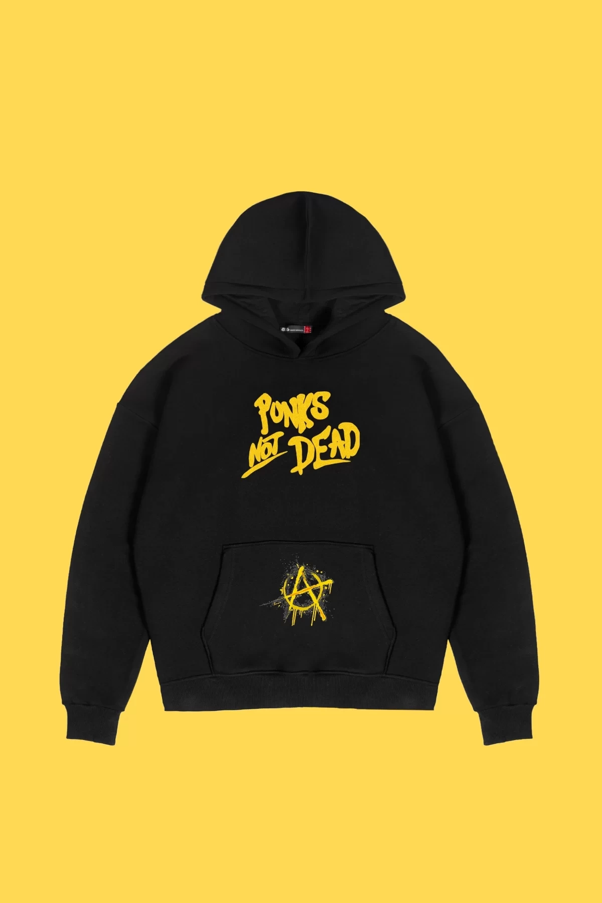 Punks Not Dead Baskılı Oversize Unisex Siyah Hoodie